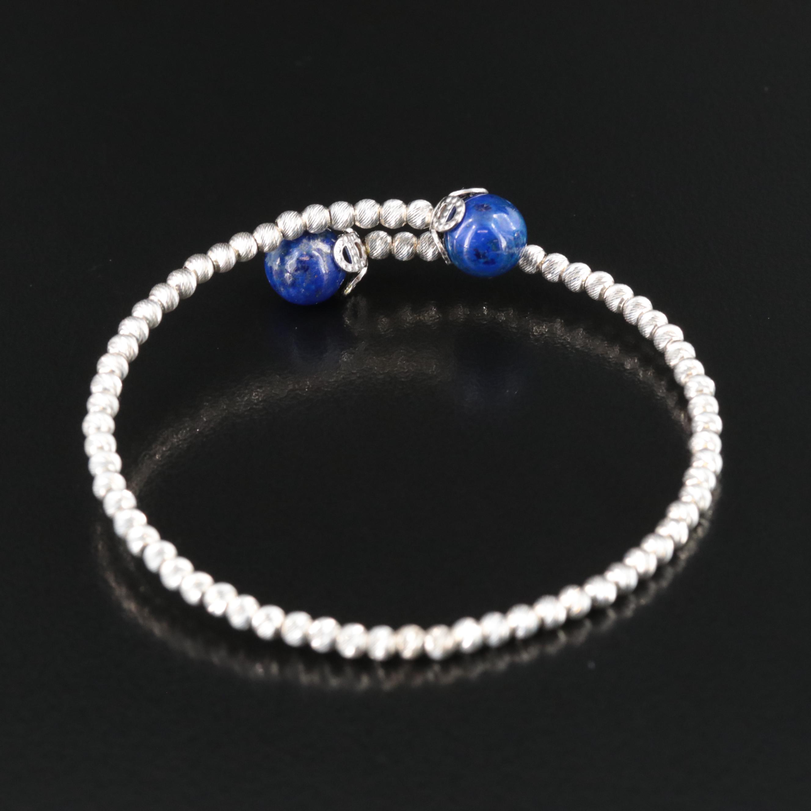 Sterling Lapis Lazuli Bypass Bracelet