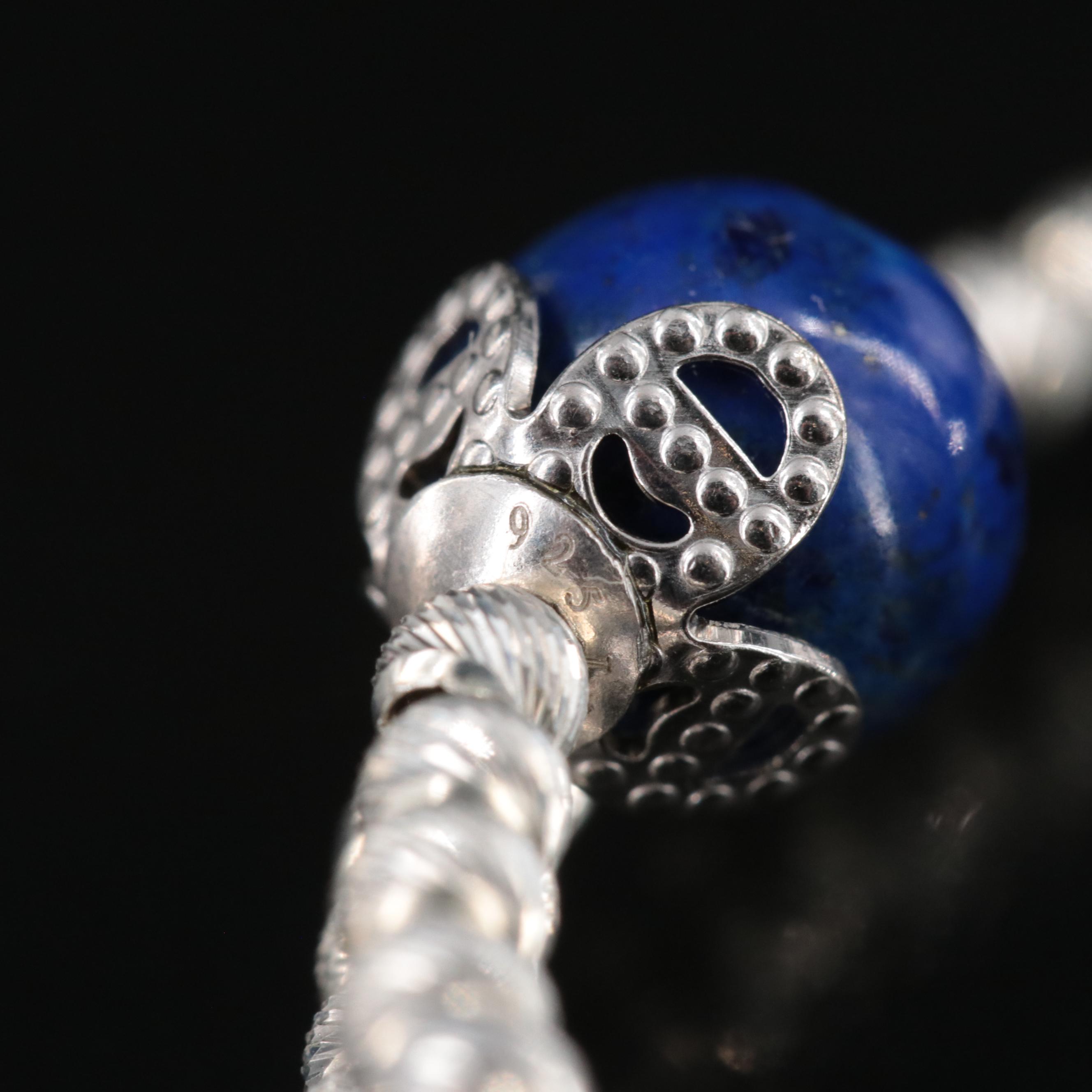 Sterling Lapis Lazuli Bypass Bracelet