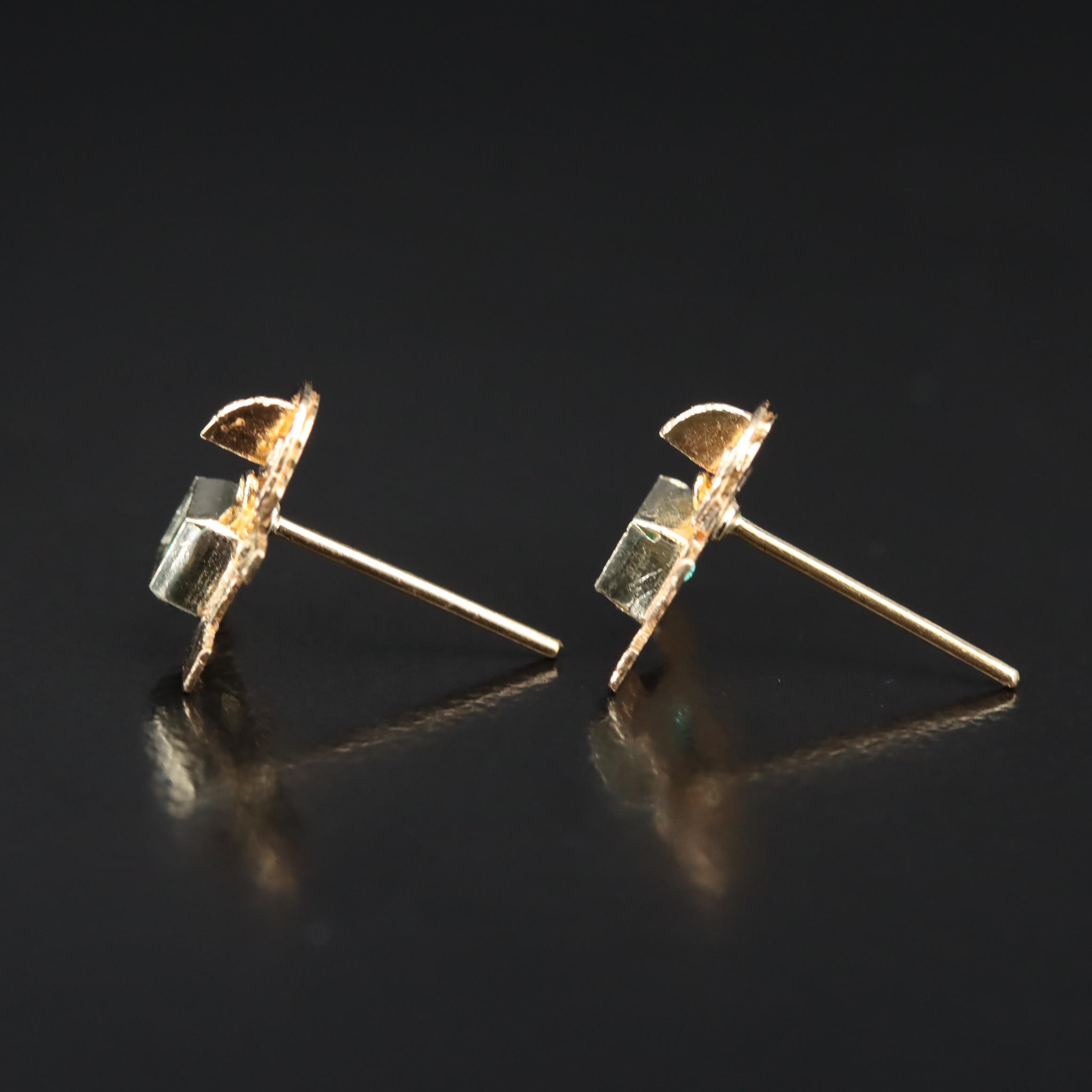 Mesoamerican Style 18K Emerald Earrings