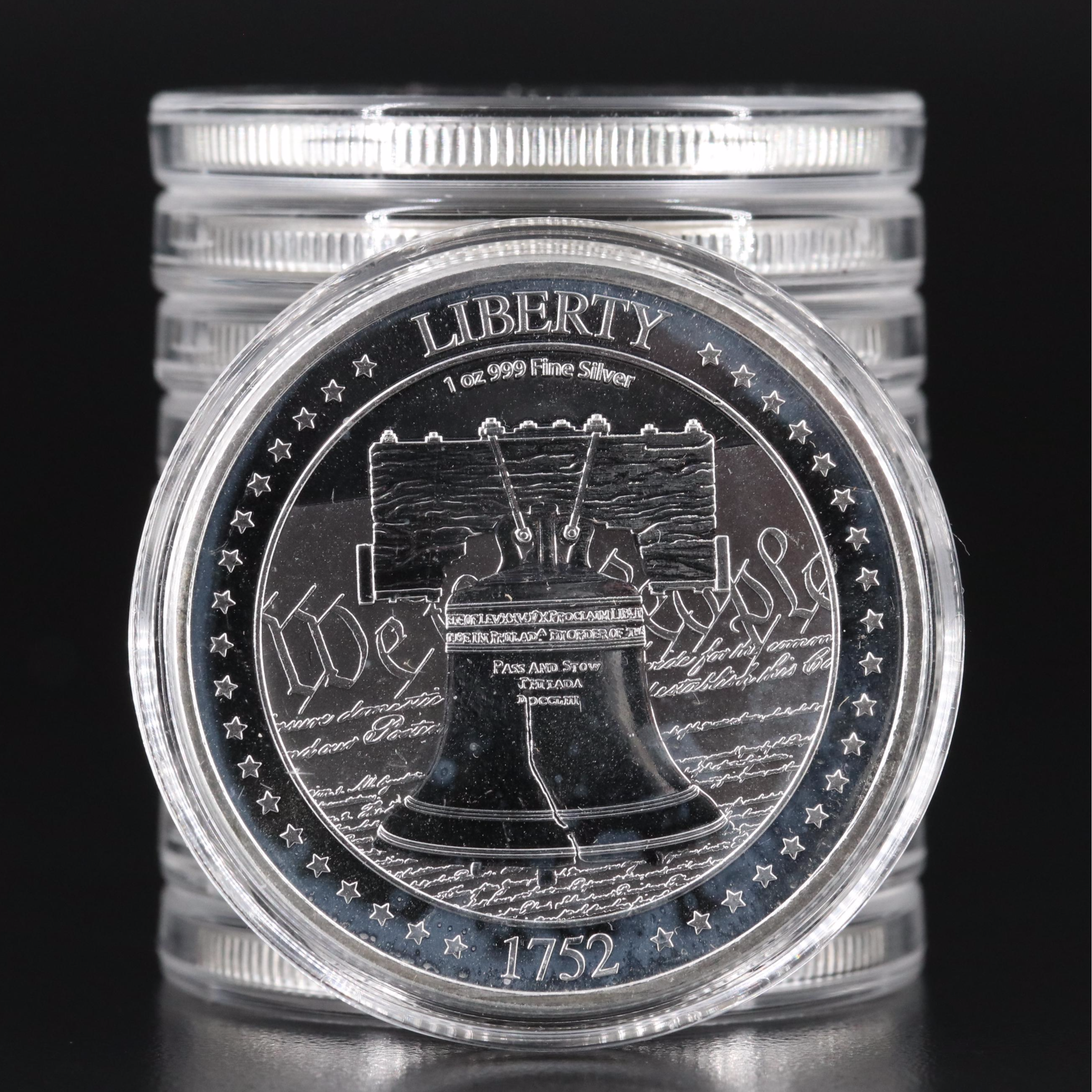 Ten 2022 NIUE $2 Liberty Bell One Troy Ounce .999 Silver coins