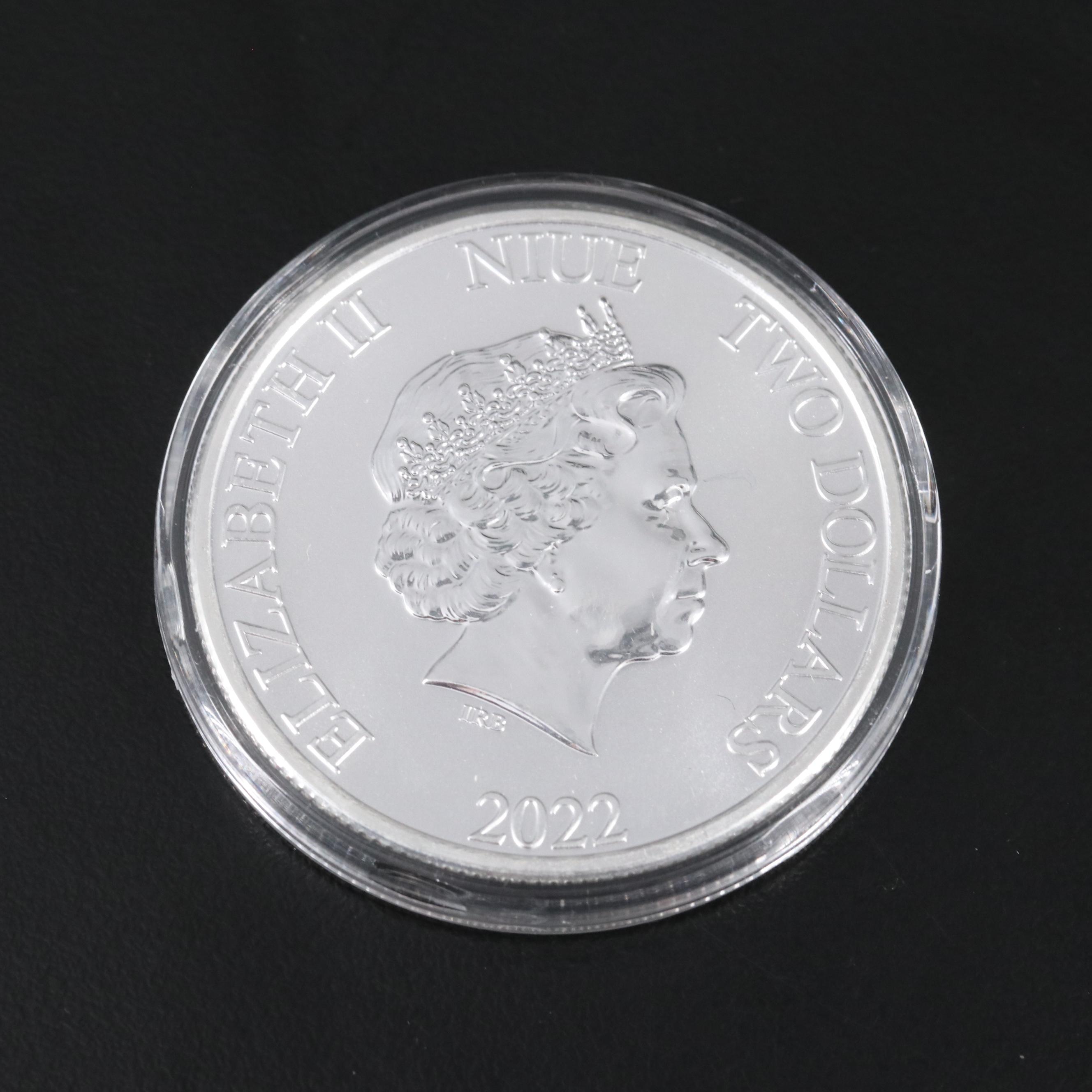 Ten 2022 NIUE $2 Liberty Bell One Troy Ounce .999 Silver coins