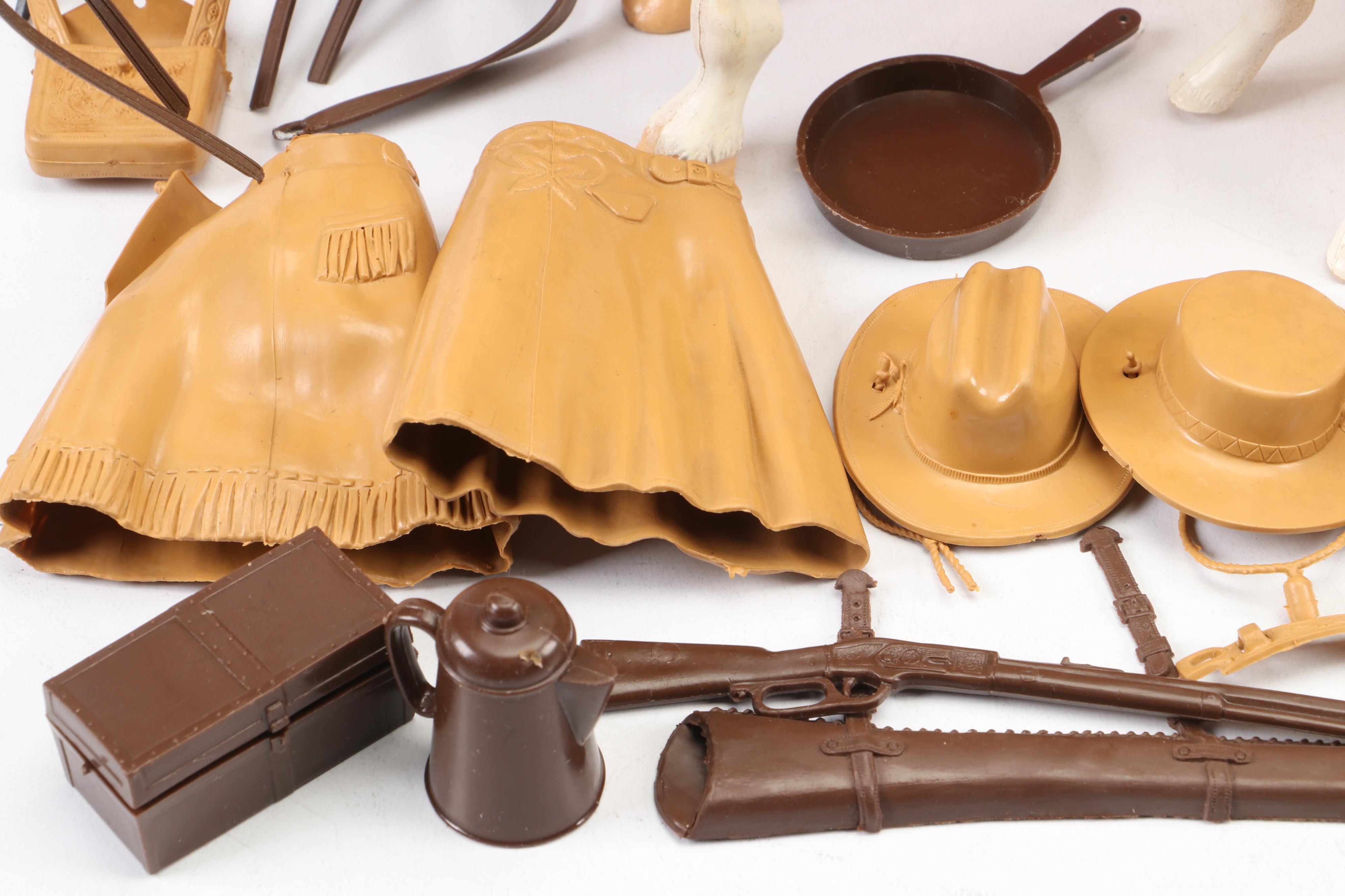 Louis Marx Toys "Johnny West" Ranch Buildings, Animals and Accessories