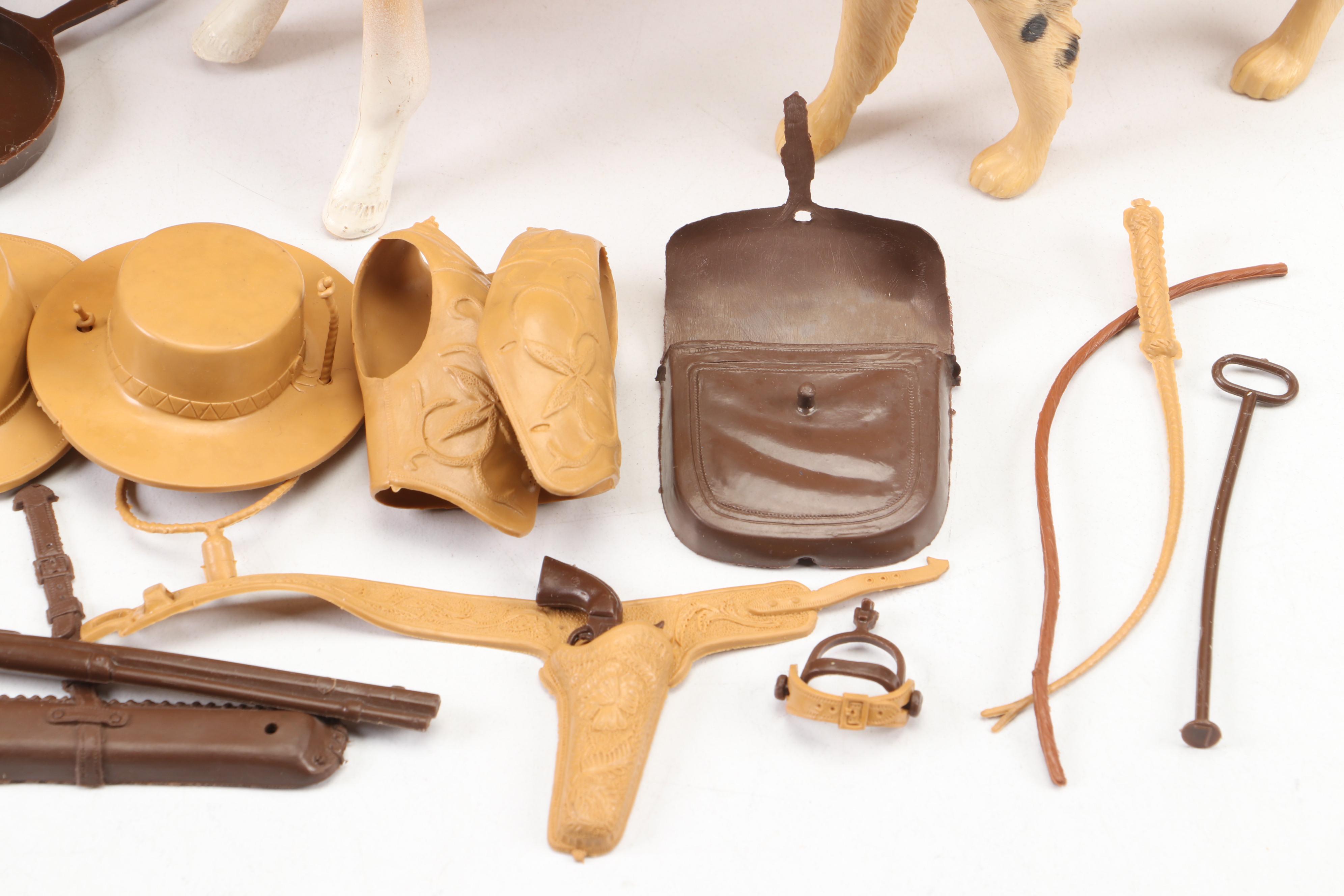 Louis Marx Toys "Johnny West" Ranch Buildings, Animals and Accessories