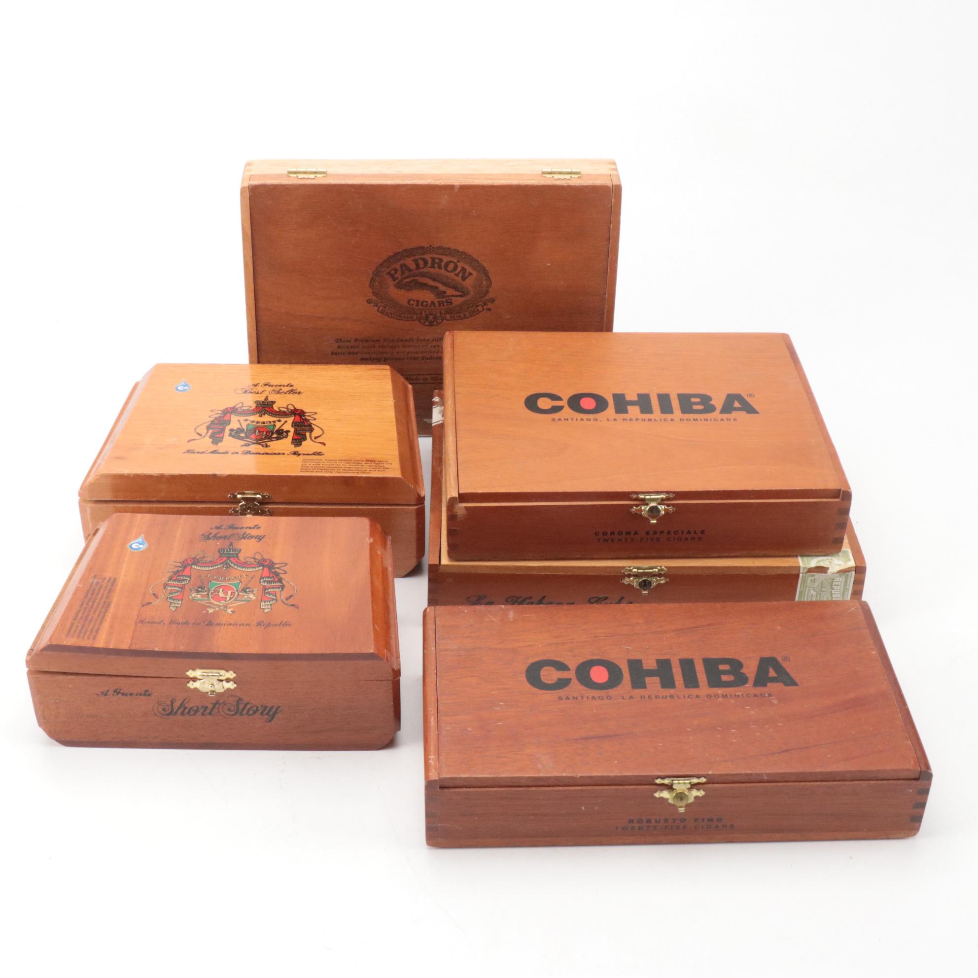 Cohiba, Padrón, and Tabacalera A. Fuente y Cia. Wooden Cigar Boxes