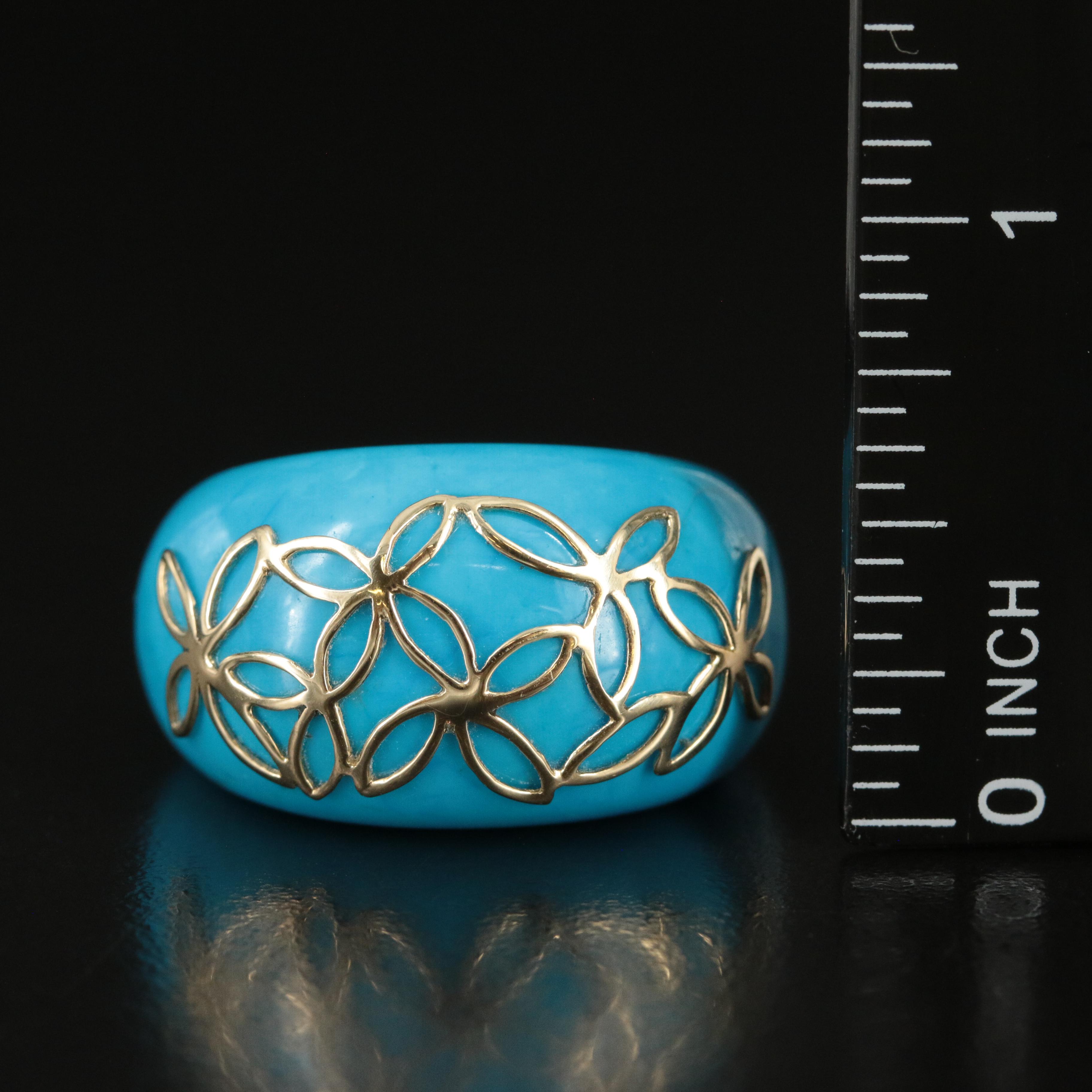 Milor Magnesite Ring with 14K Flower Overlay