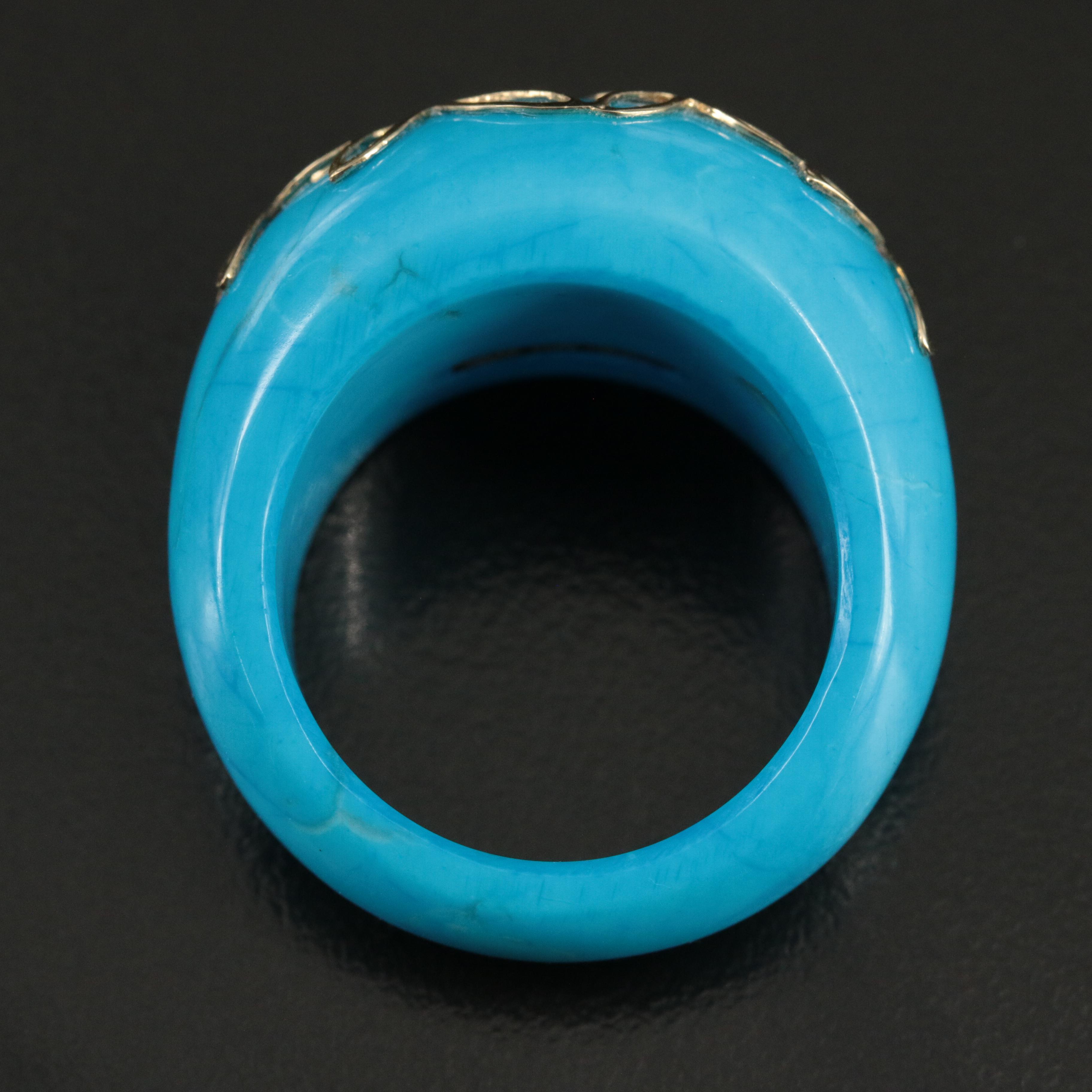 Milor Magnesite Ring with 14K Flower Overlay