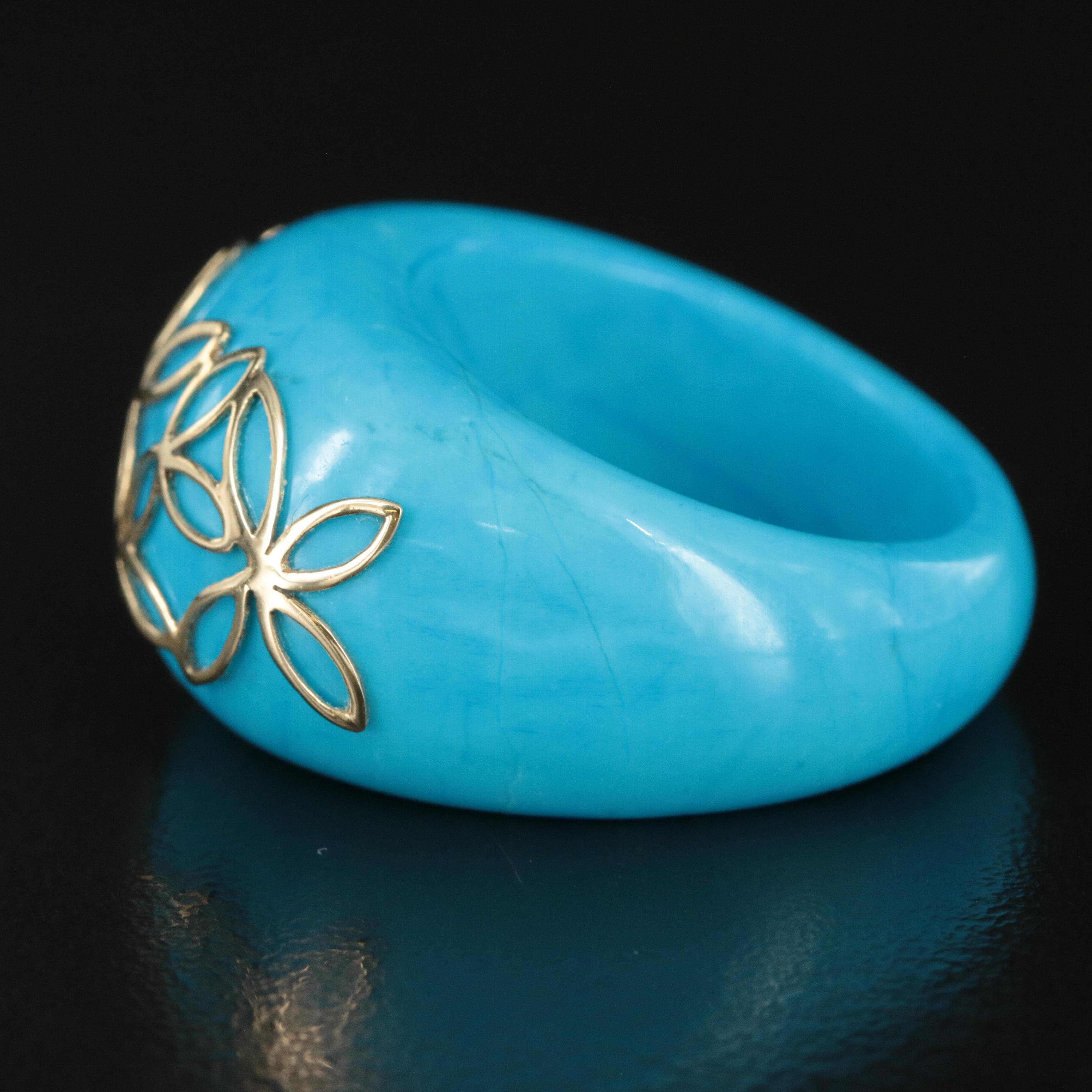 Milor Magnesite Ring with 14K Flower Overlay