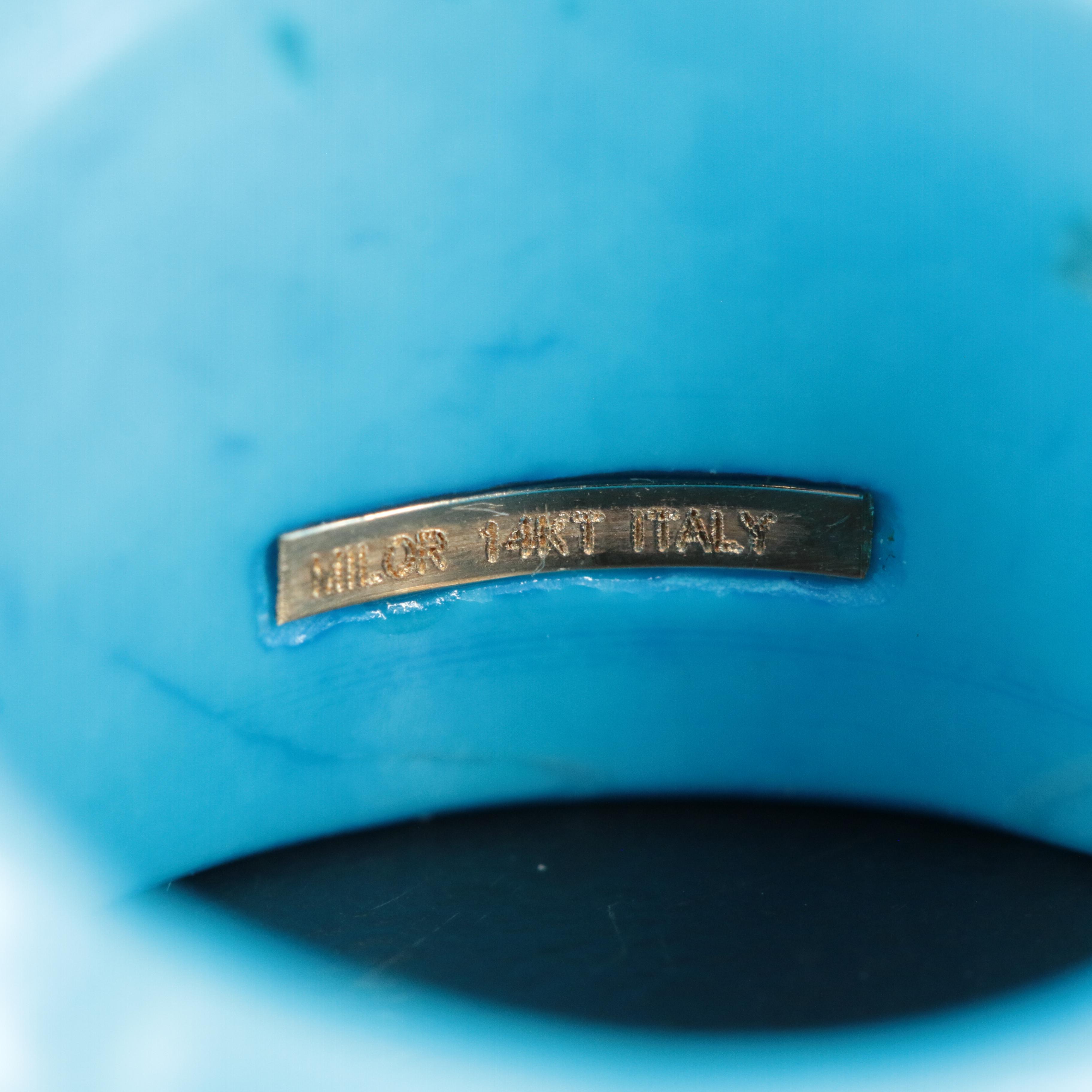 Milor Magnesite Ring with 14K Flower Overlay