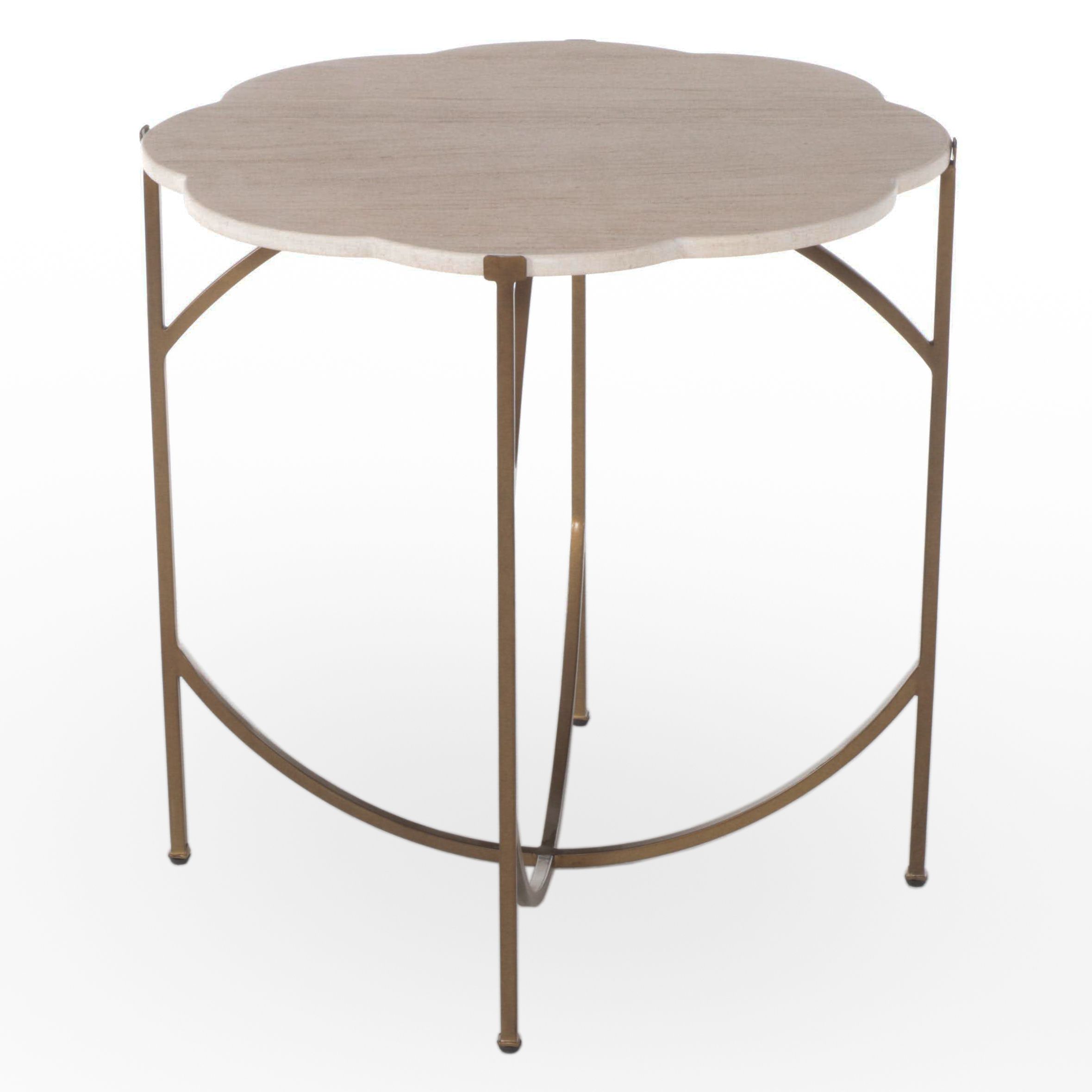 Gabby "Gillian Flower"  Limestone and Gilt Metal End Table