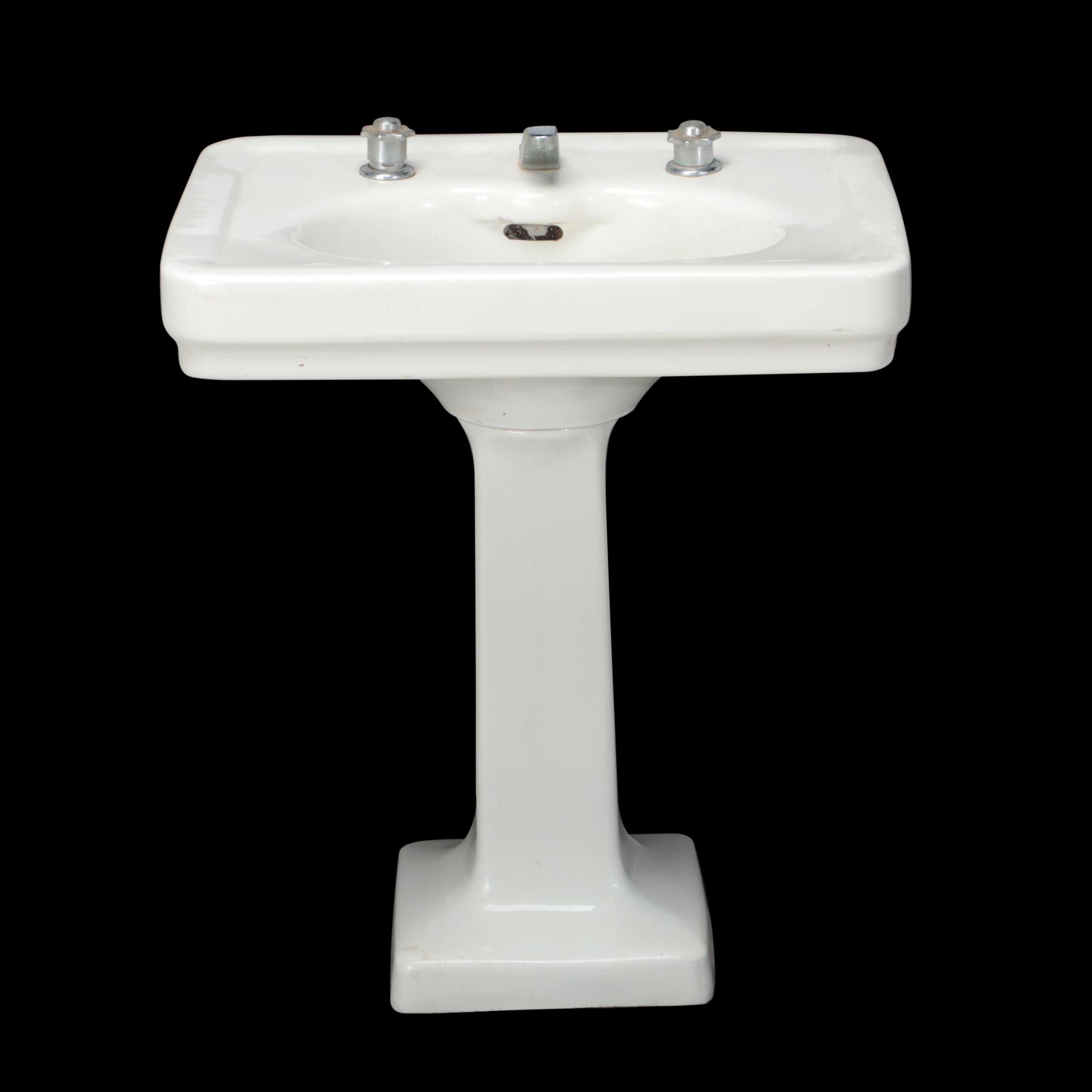 American Standard Porcelain Pedestal Sink, Early 20th Century