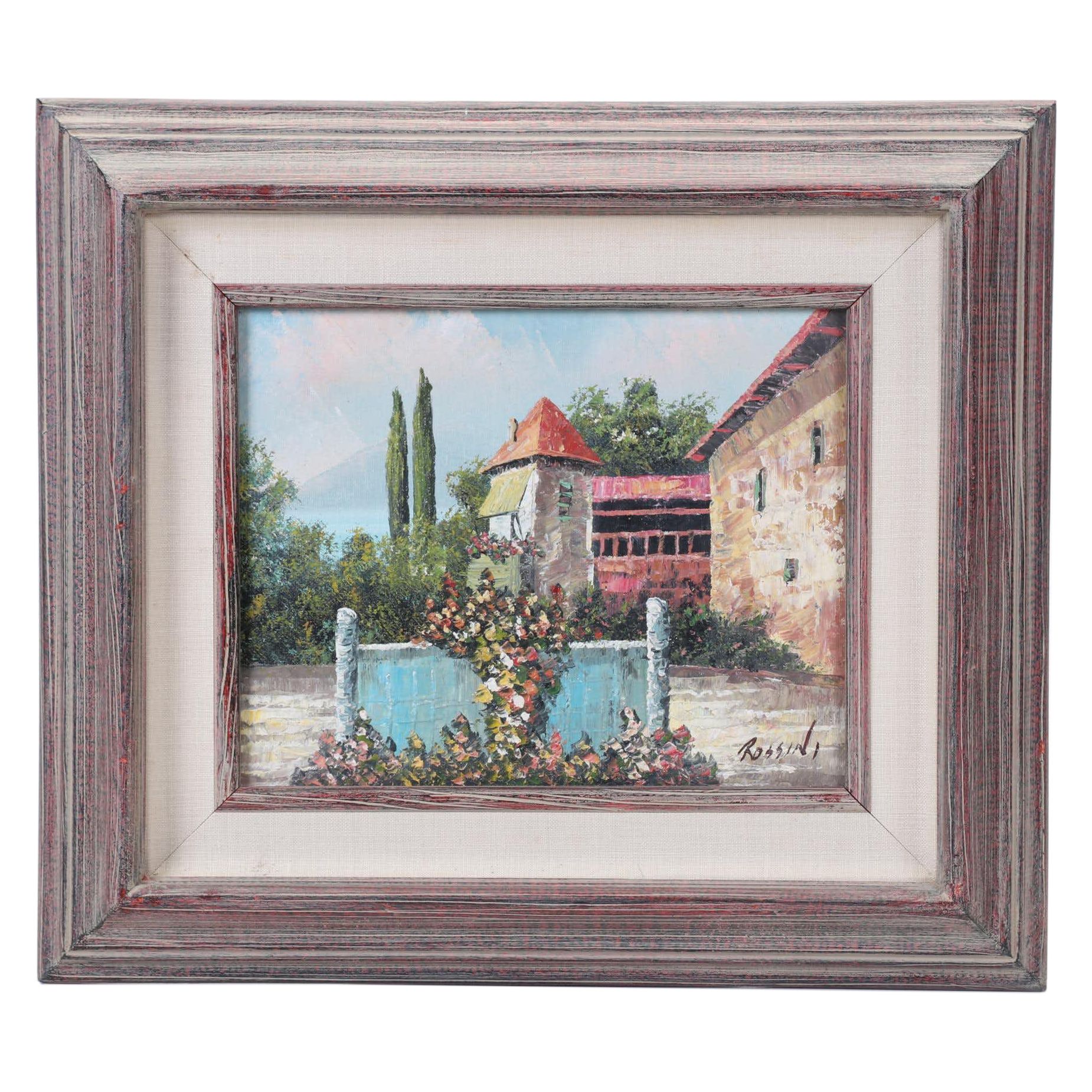 Rossini Landscape Oil Painting of Seaside Villa