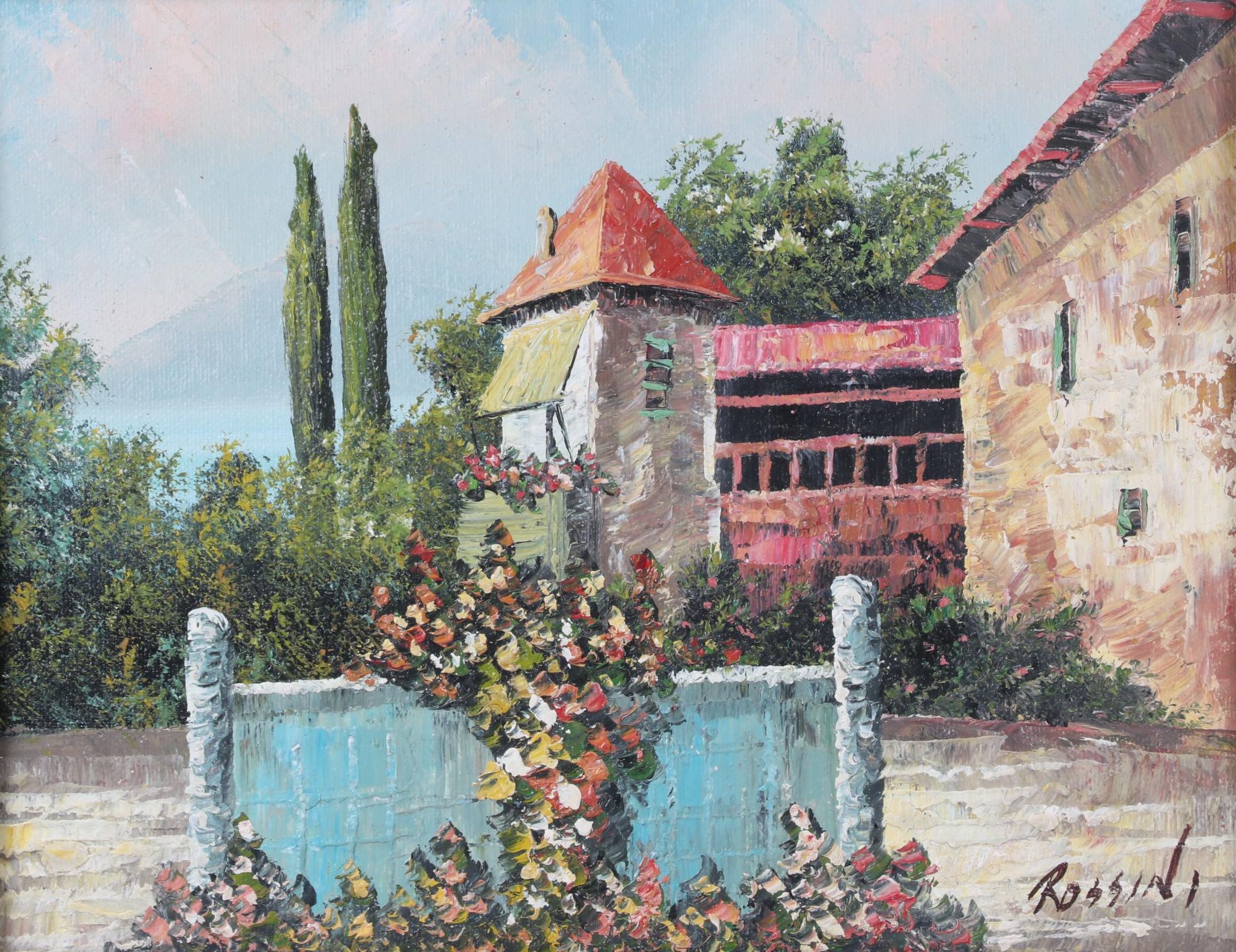 Rossini Landscape Oil Painting of Seaside Villa