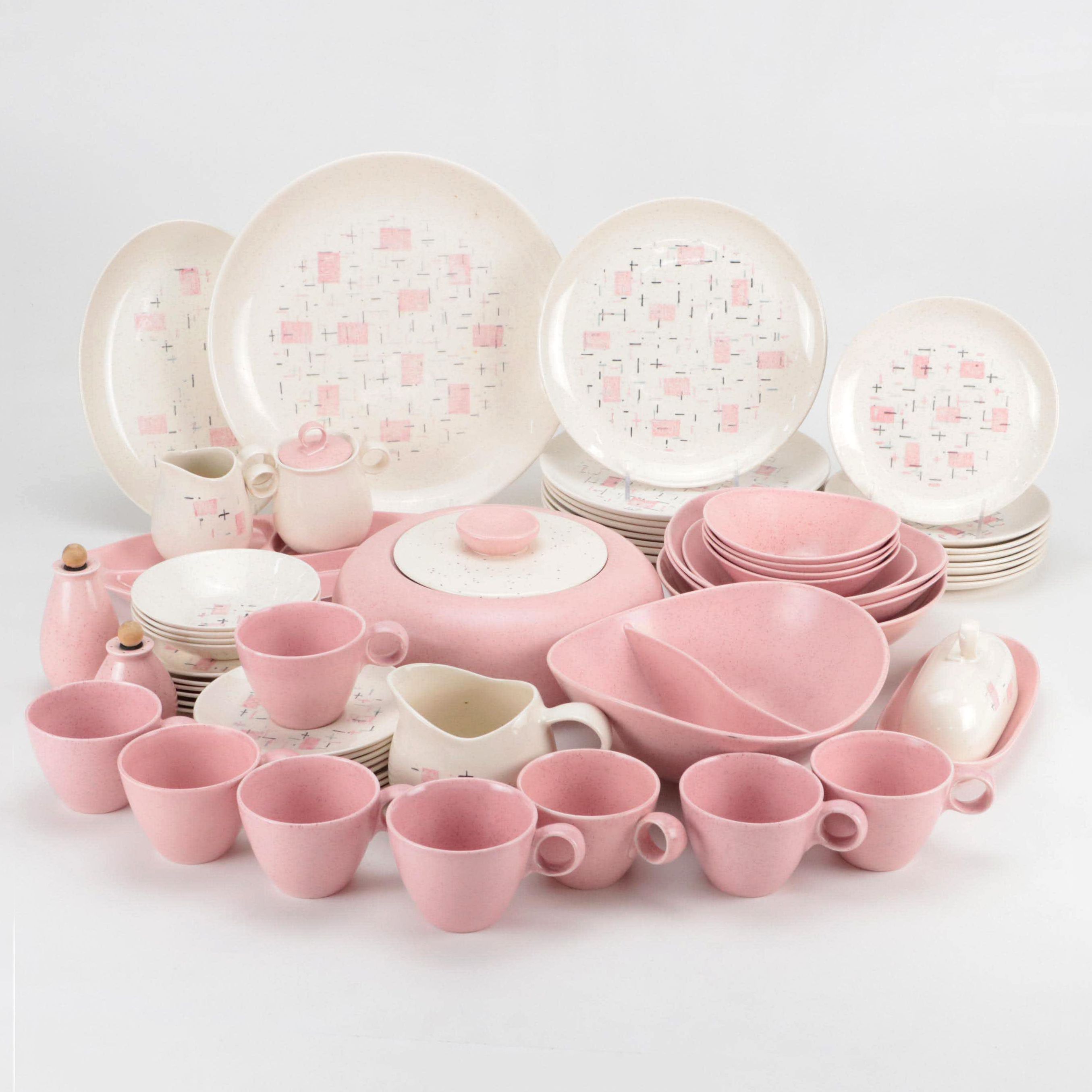 Metlox Vernon Ware "Tickled Pink" Ceramic Dinnerware and Serving Accessories