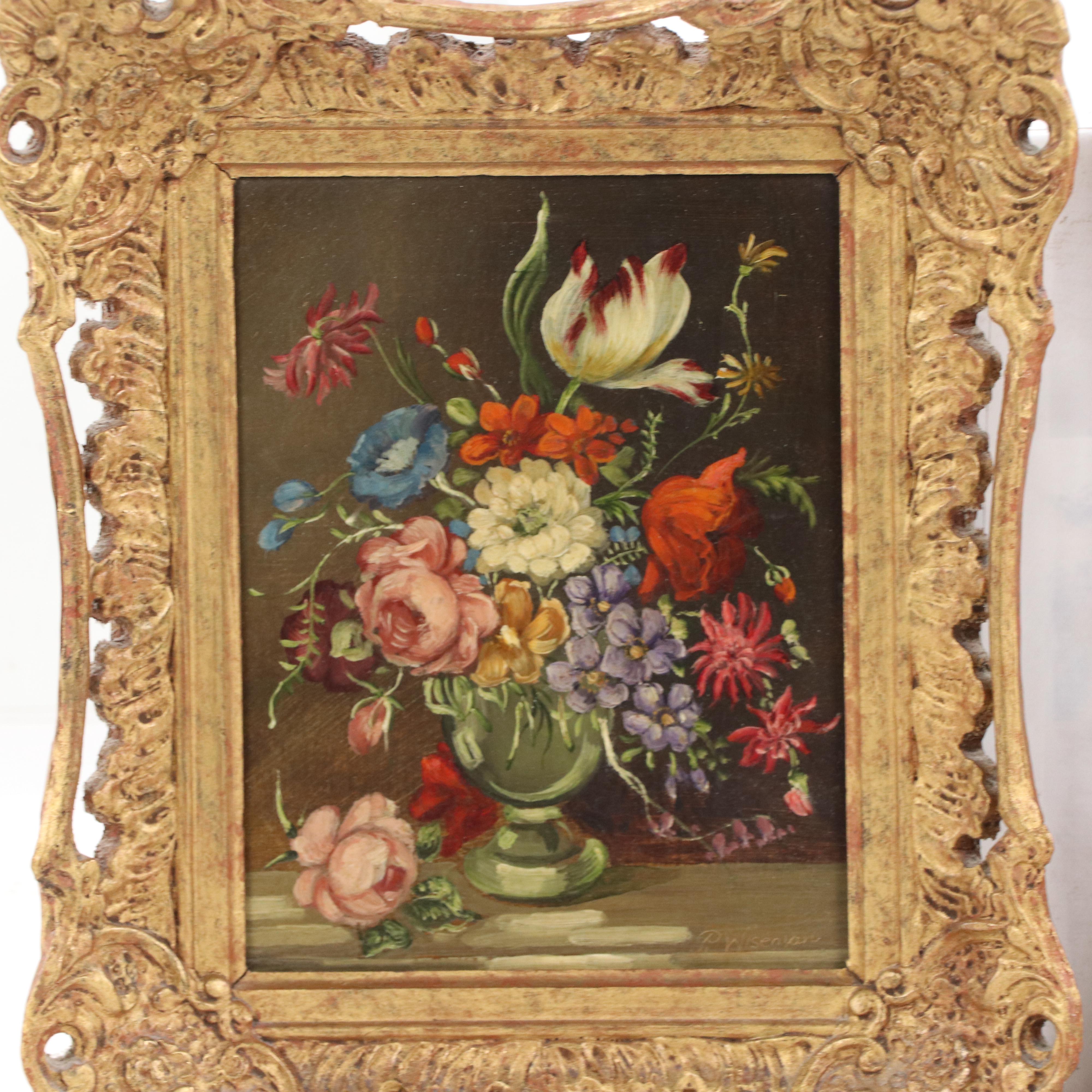 P. Wiseman Floral Still Life Oil Paintings