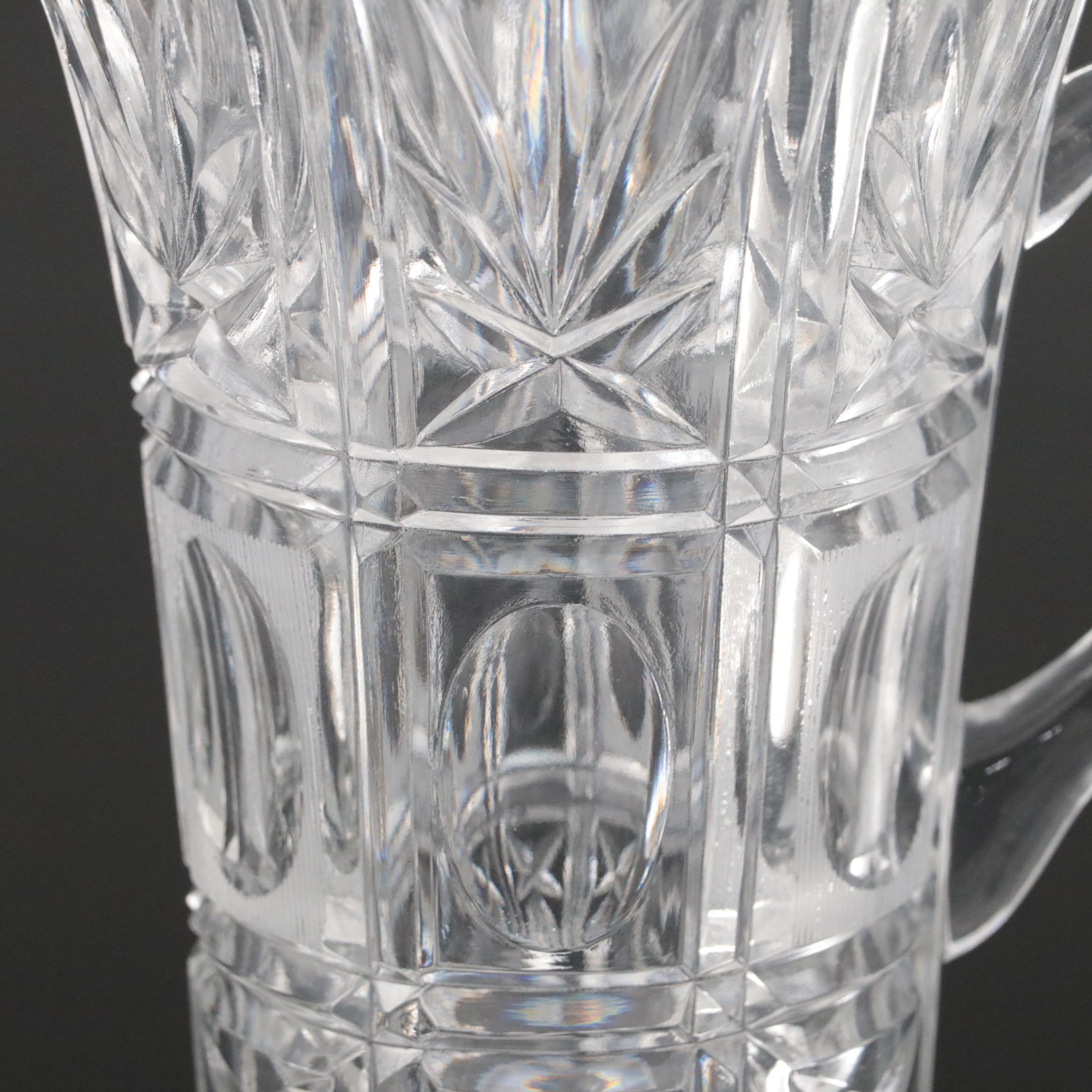 Floral Motif Wheel Engraved Candy Jar and Candlesticks with More Glass Décor