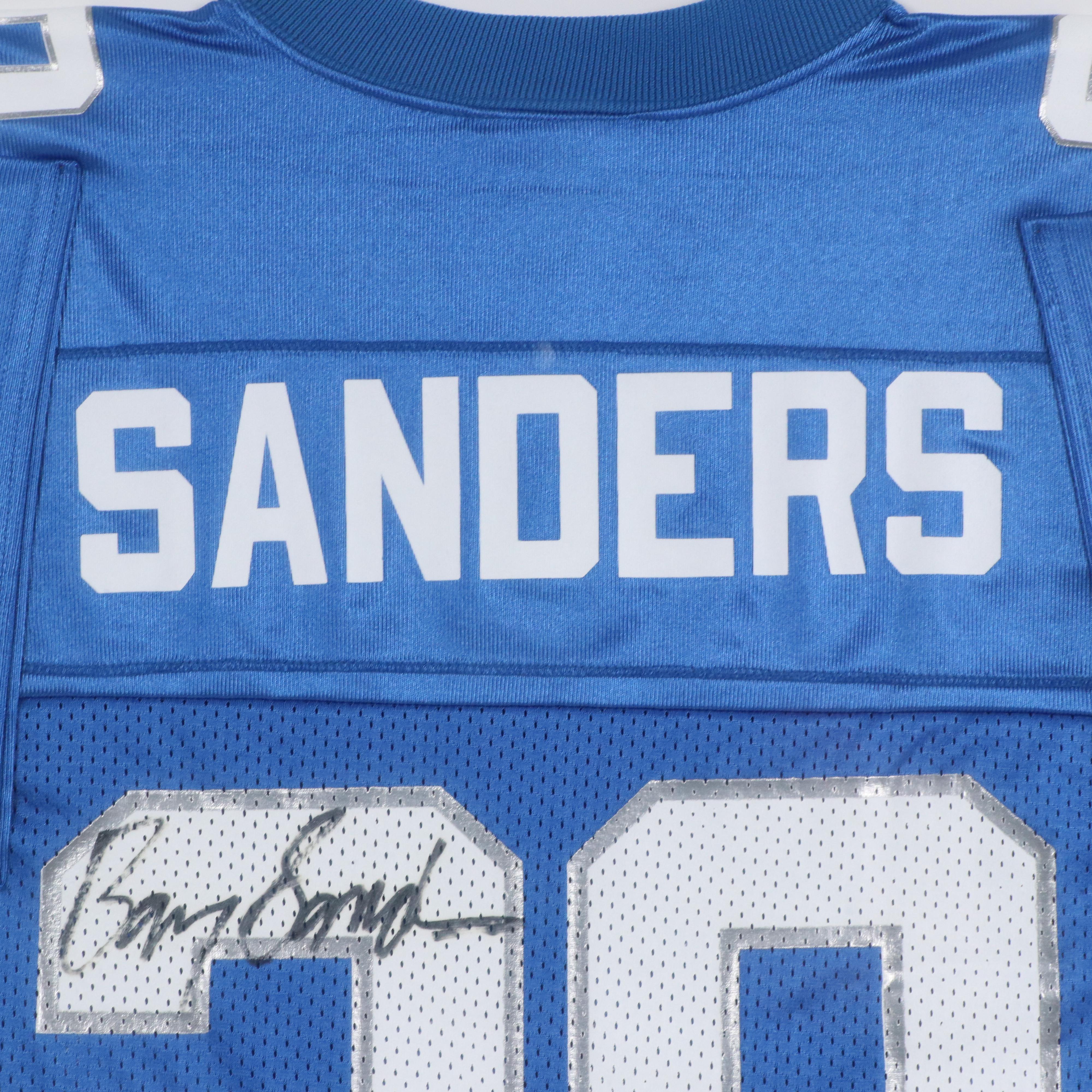 Barry Sanders Signed Detroit Lions Jersey in Matted Frame