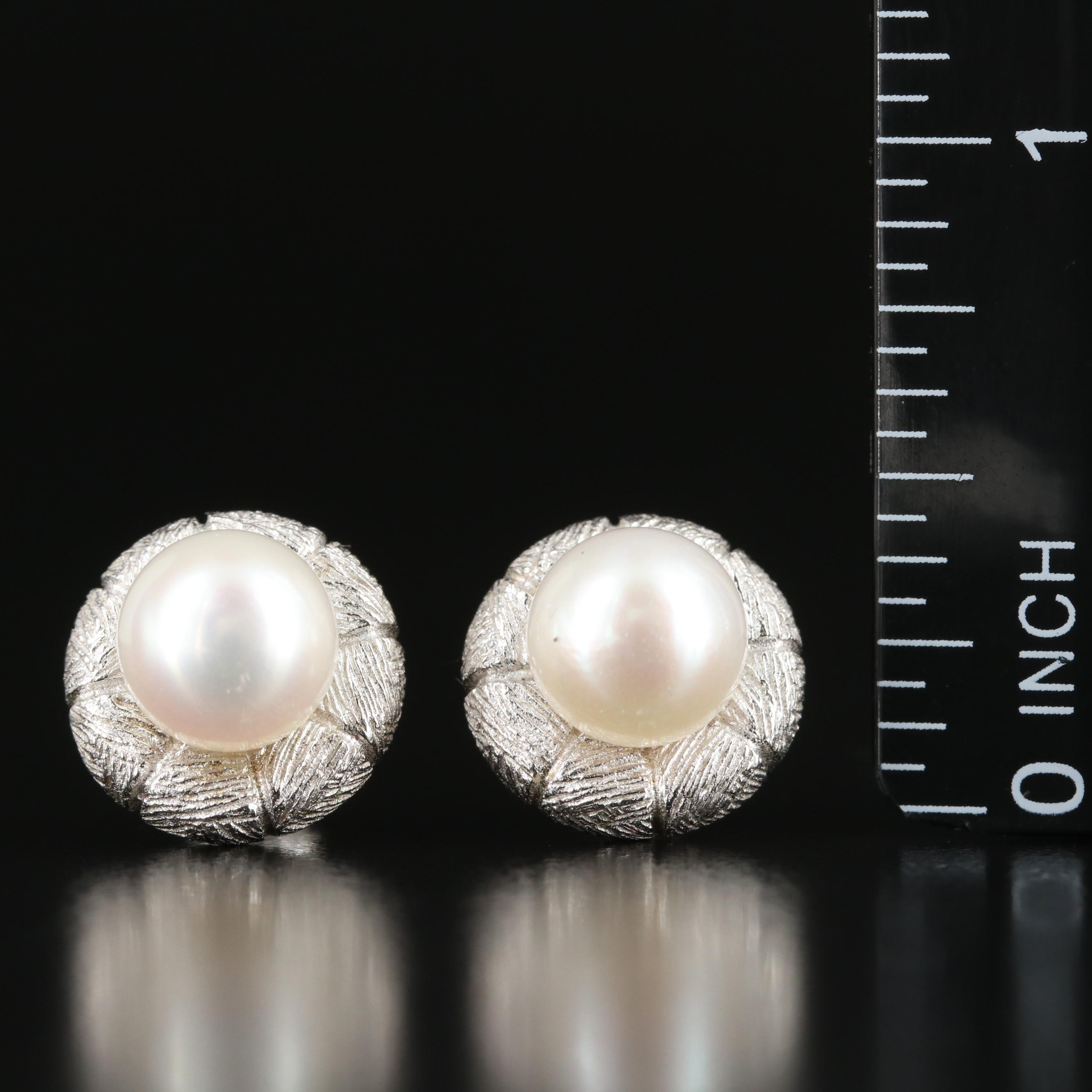 Pearl Button Earrings