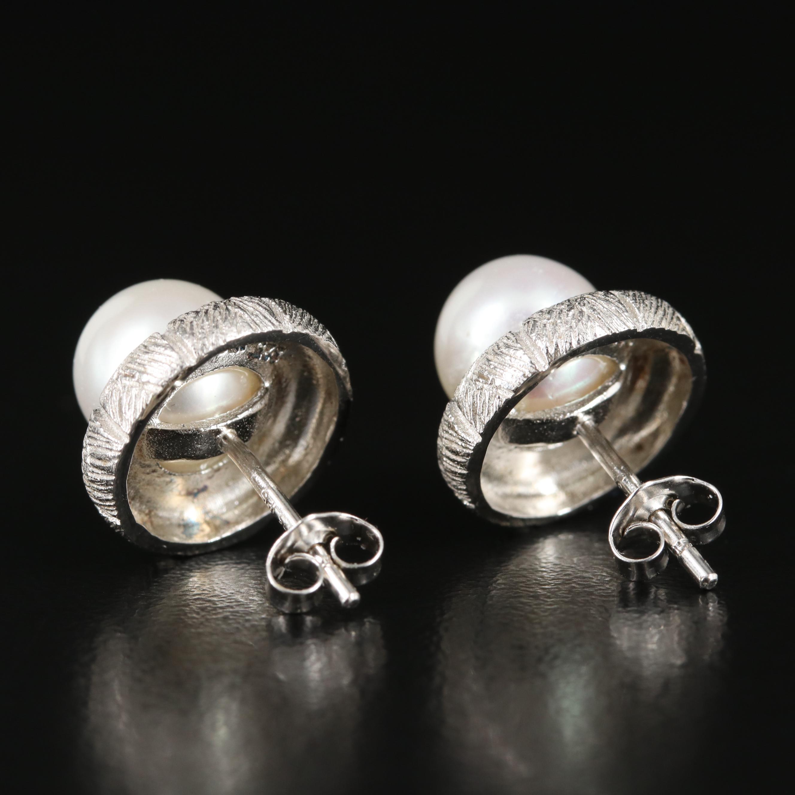 Pearl Button Earrings