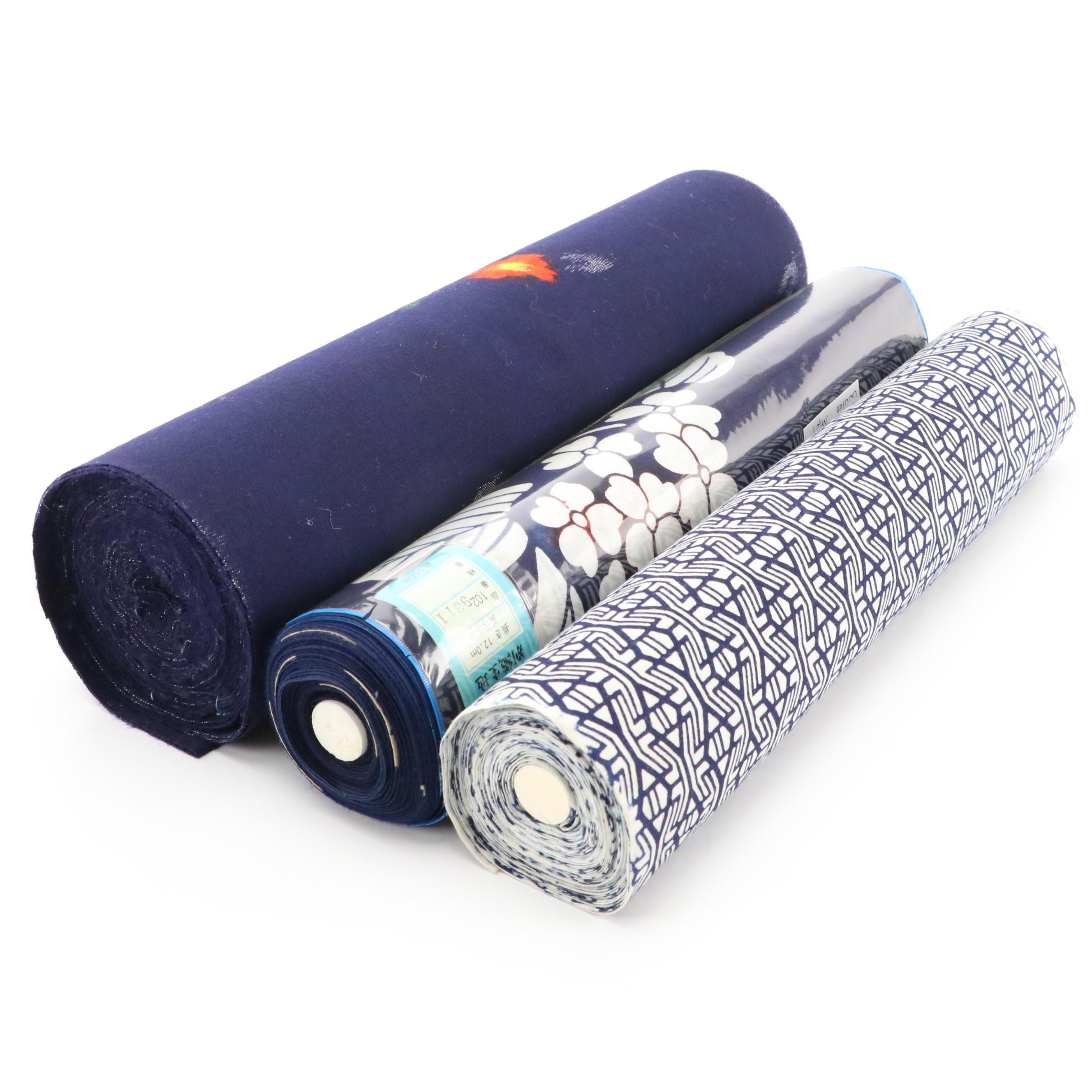 Japanese Kimono Ikat Wool Fabric Bolt and Yukata Cotton Fabric Bolts