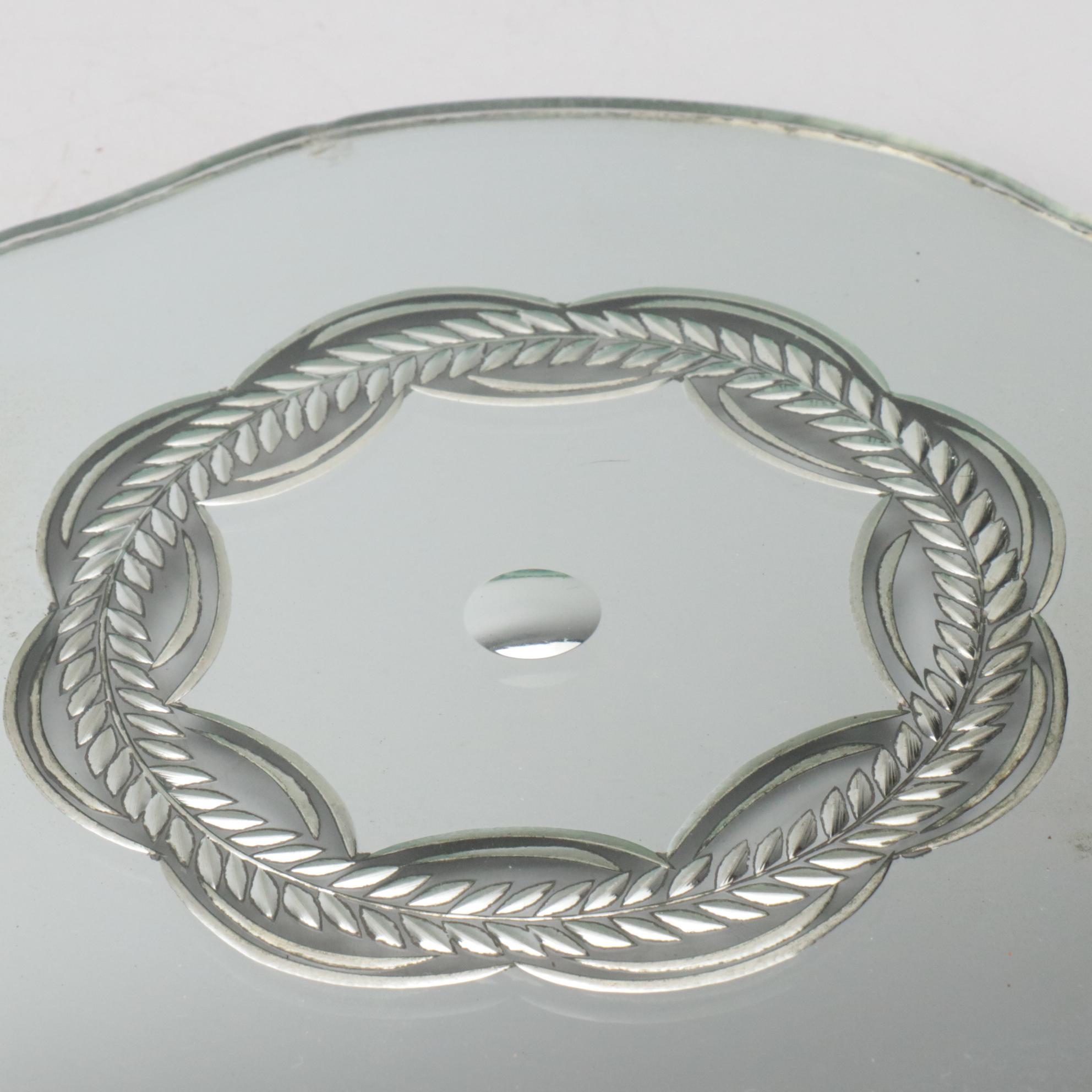 Art Deco Etched Mirror and Bakelite Vanity Tray with Celluloid Hand Mirrors