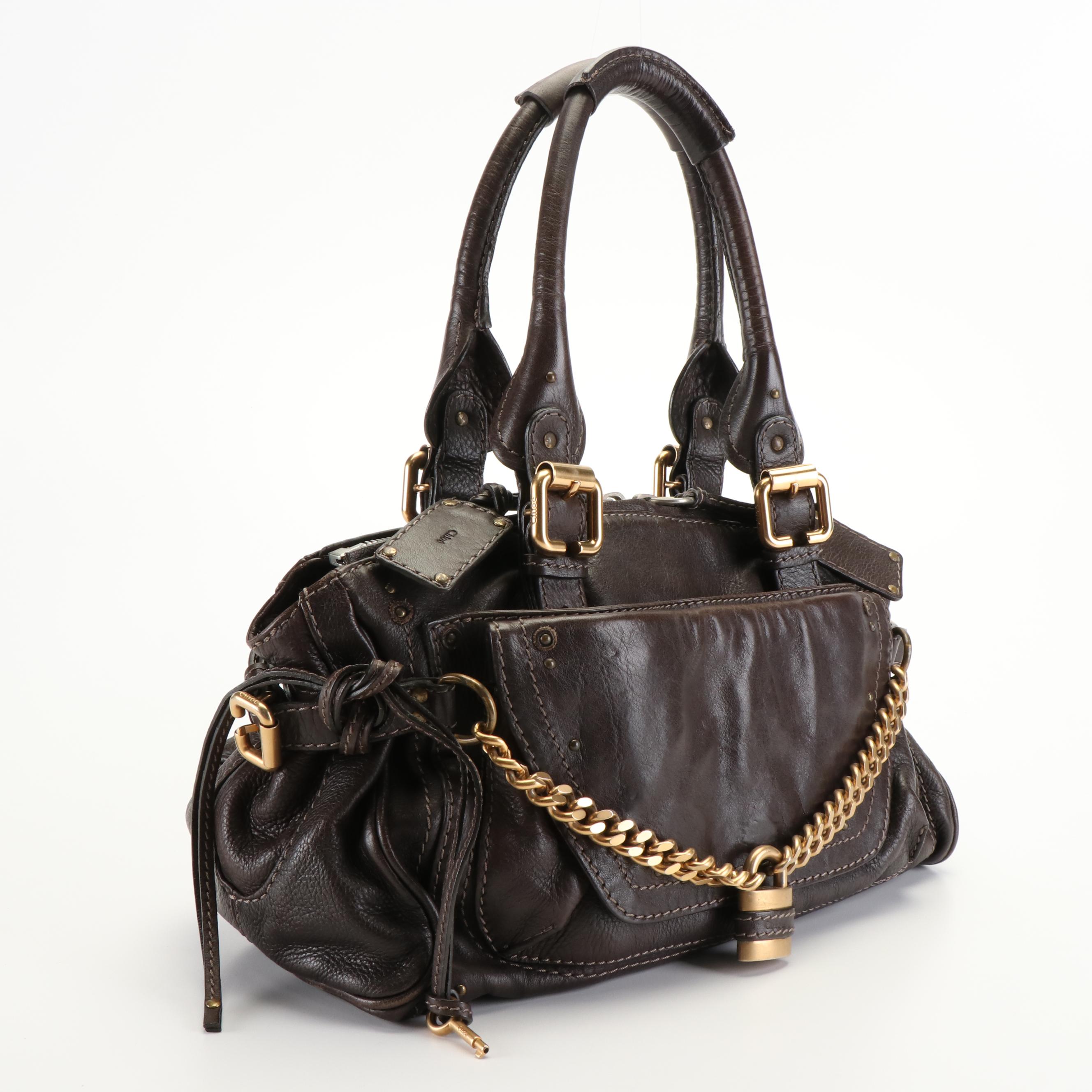 Chloé Paddington Chain Handbag  in Brown Leather