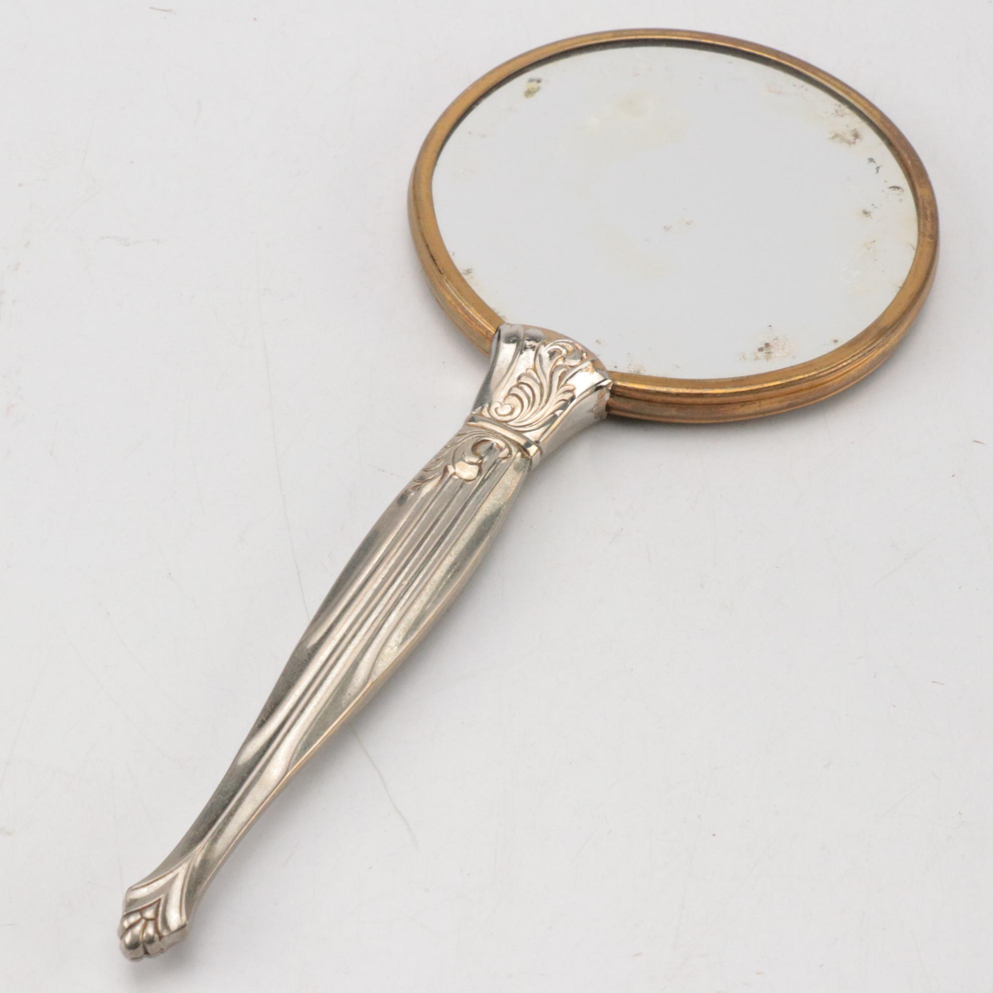 Art Deco Etched Mirror and Bakelite Vanity Tray with Celluloid Hand Mirrors