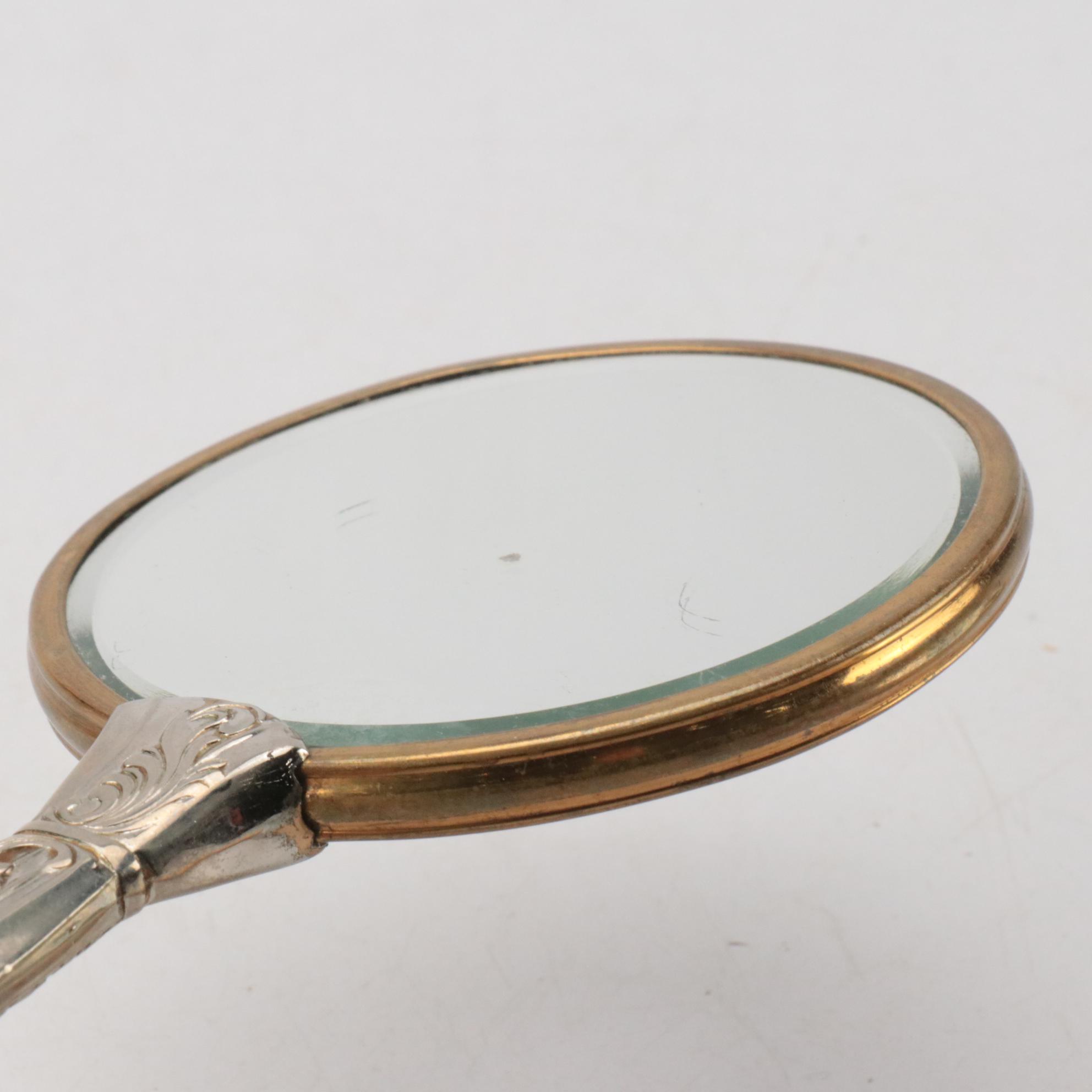 Art Deco Etched Mirror and Bakelite Vanity Tray with Celluloid Hand Mirrors