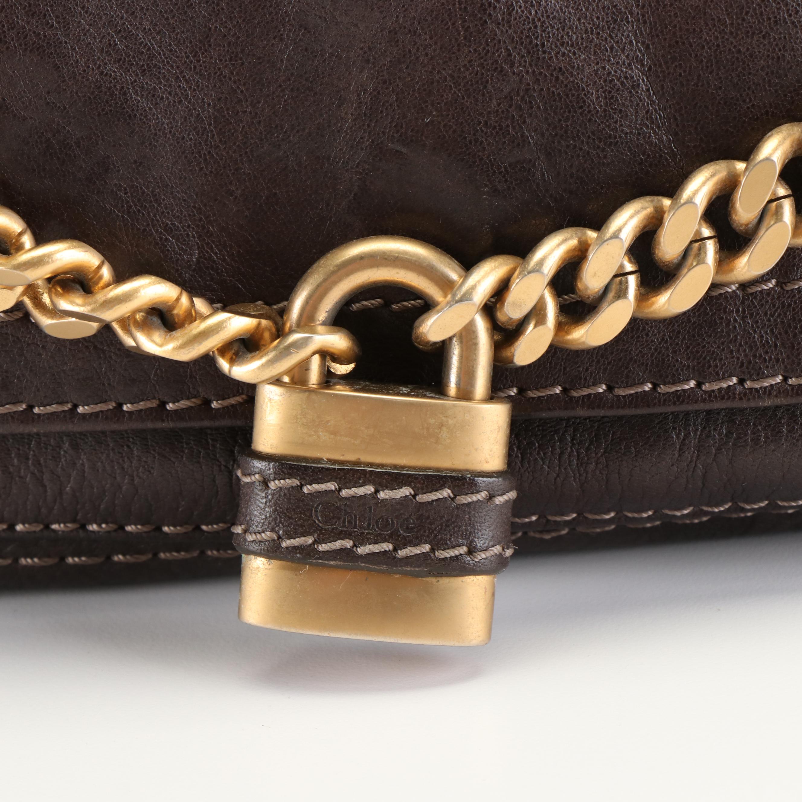 Chloé Paddington Chain Handbag  in Brown Leather
