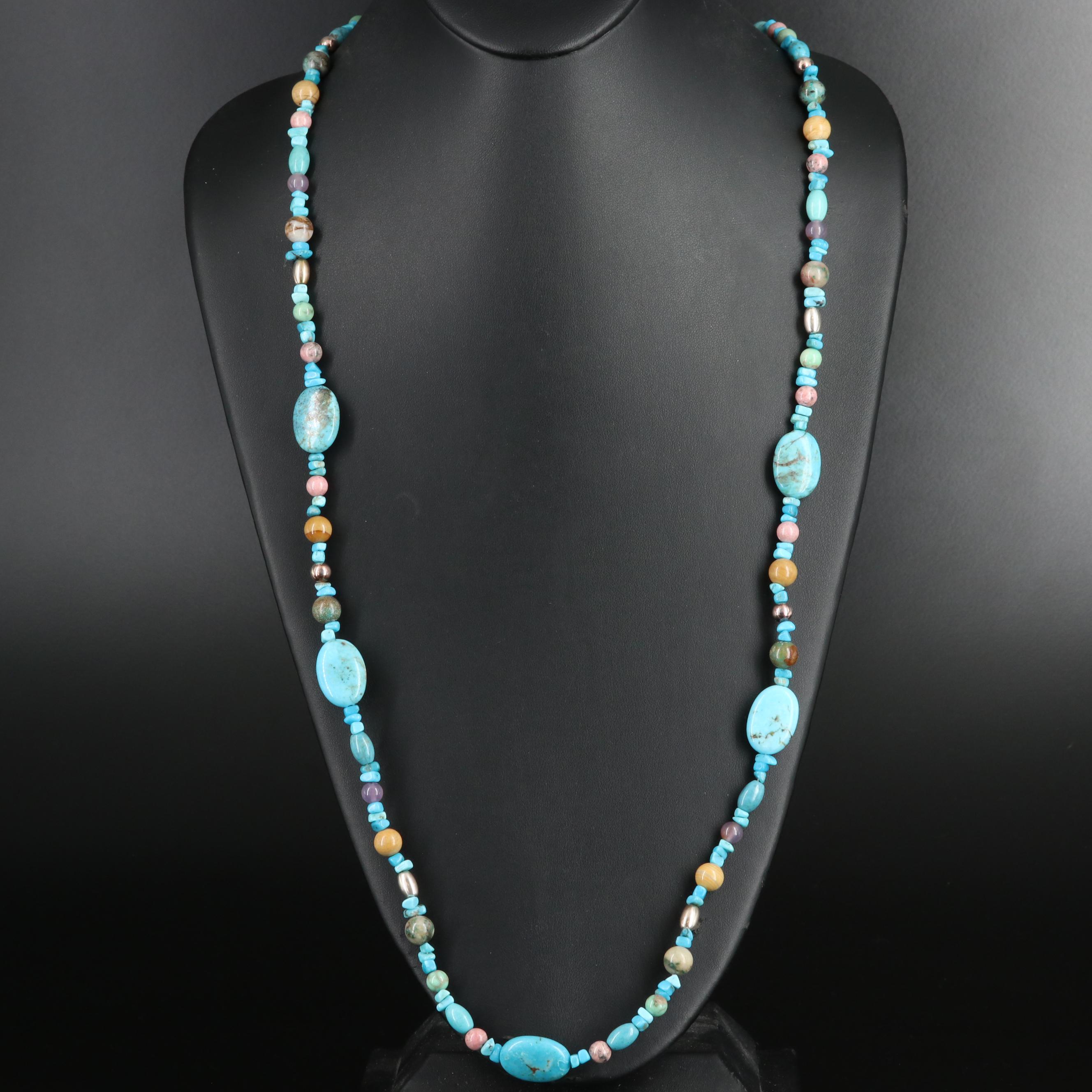 Relios Turquoise, Rhodonite, Jasper and Gemstone Necklace with Sterling Accents