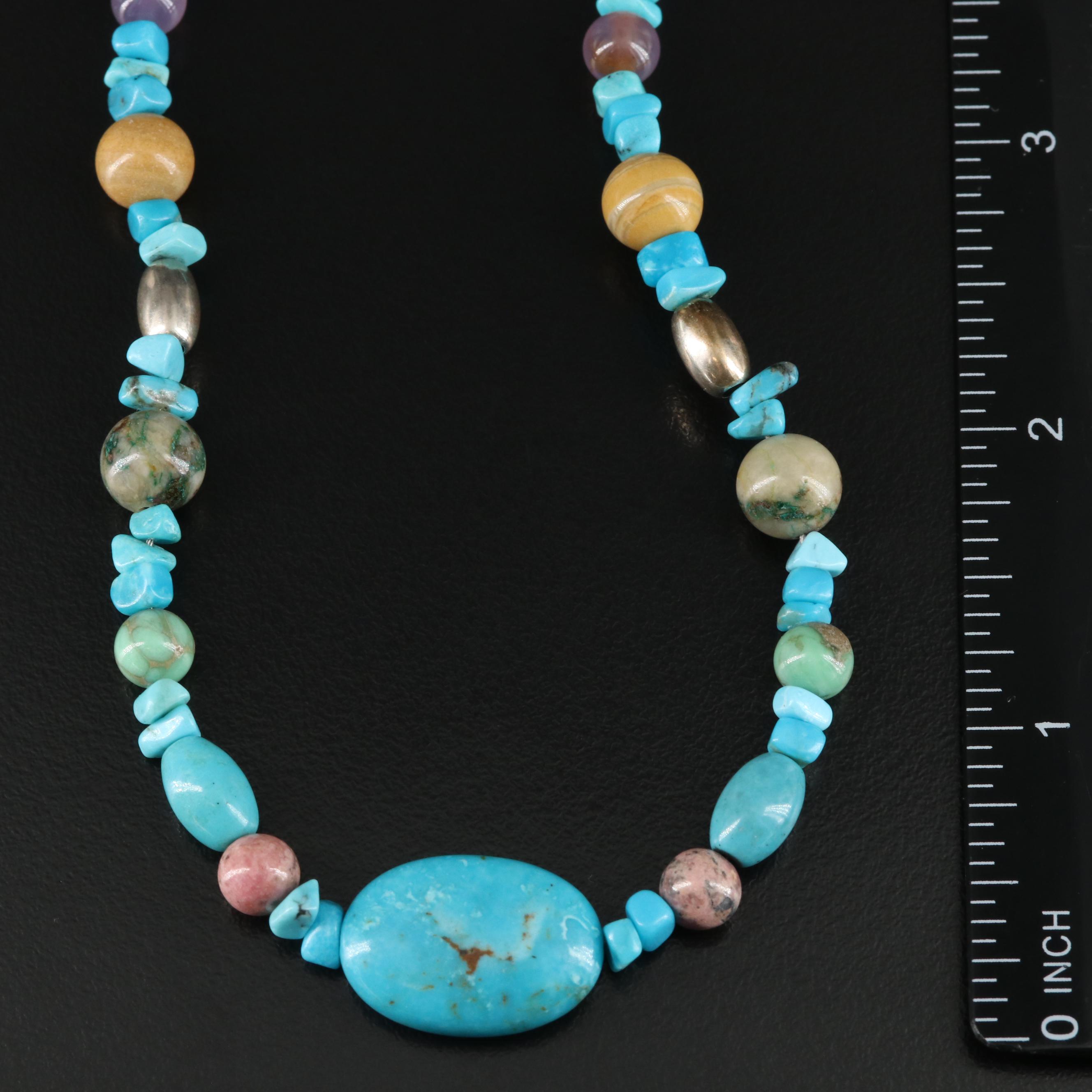 Relios Turquoise, Rhodonite, Jasper and Gemstone Necklace with Sterling Accents
