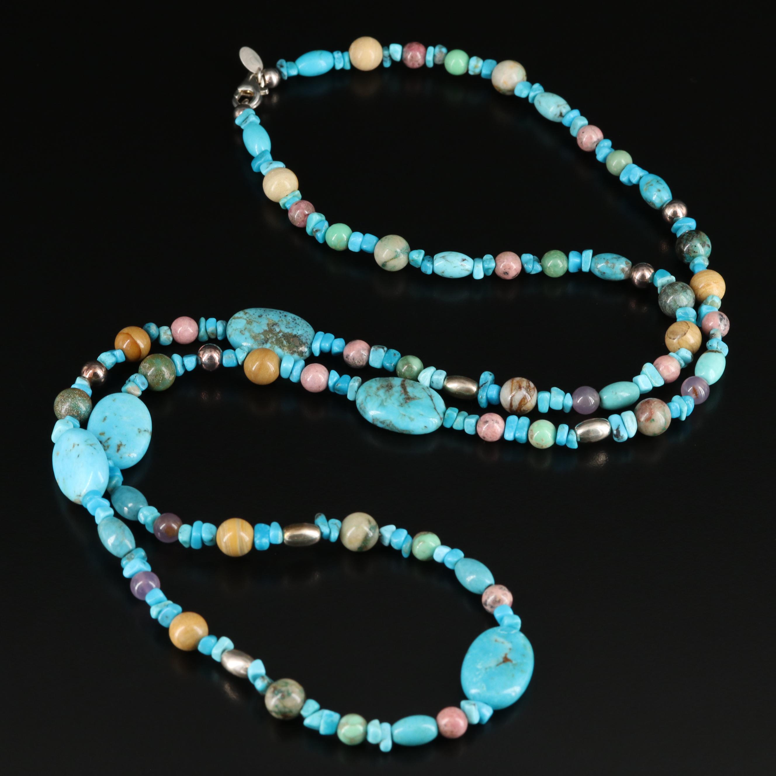 Relios Turquoise, Rhodonite, Jasper and Gemstone Necklace with Sterling Accents