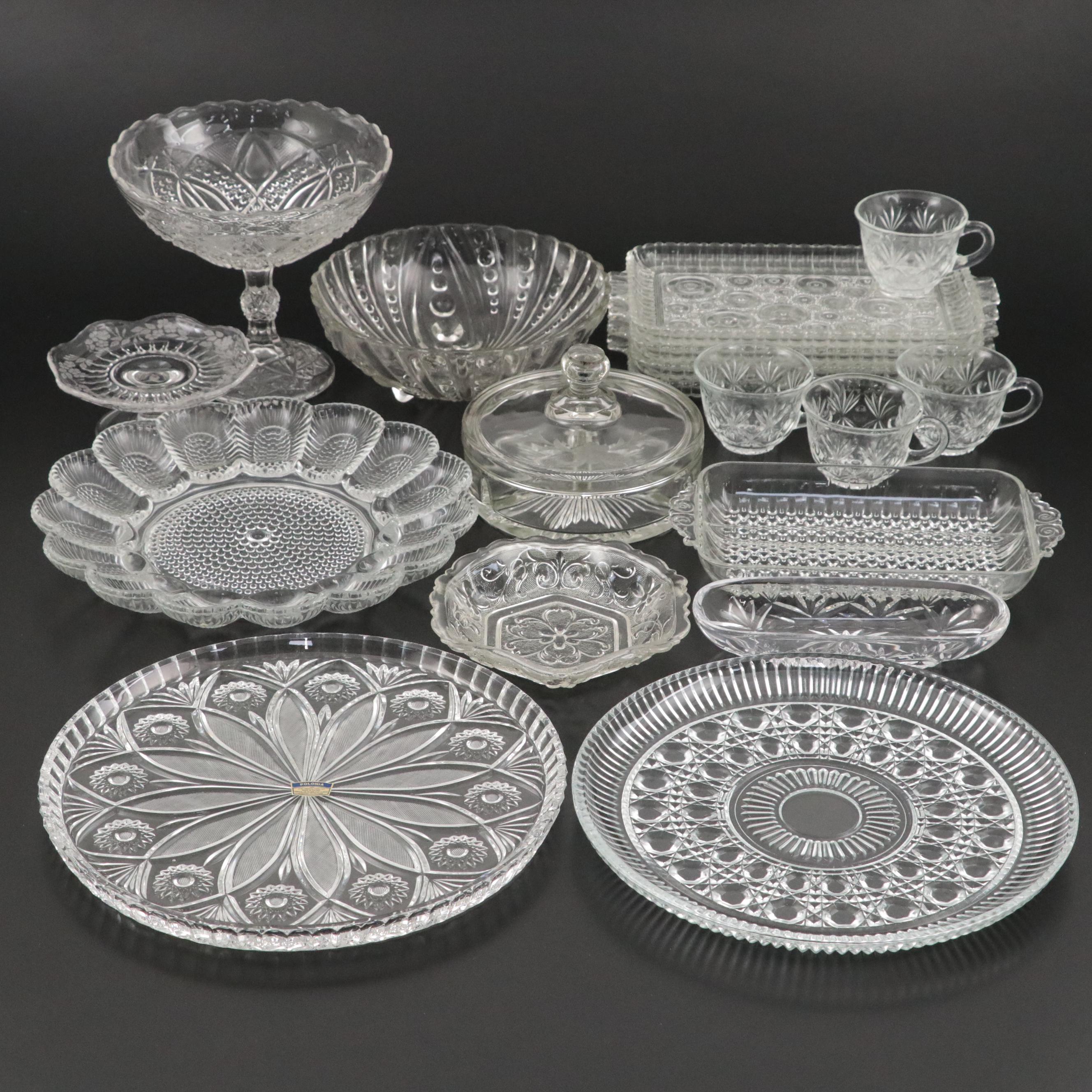 Bryce, Higbee & Co. EAPG "Anon" Compote with Other Glass and Crystal Tableware