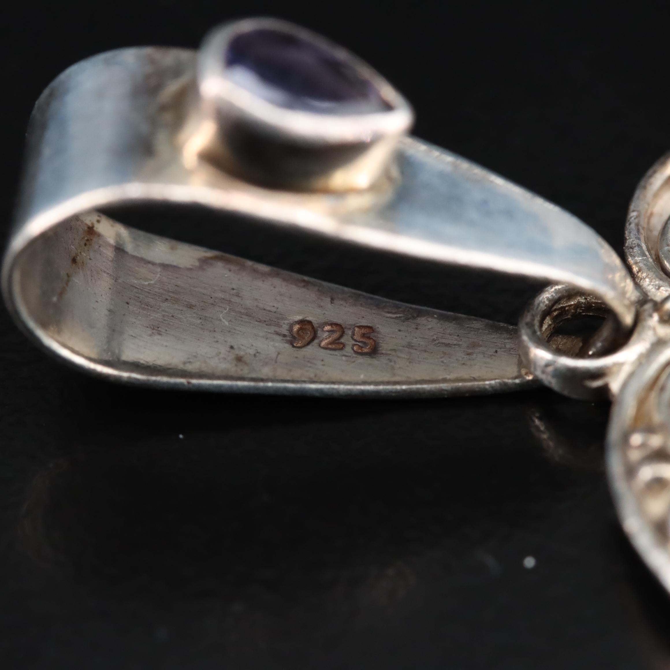 Sajen Sterling Multi-Gemstone Wave Pendant Including Chalcedony and Amethyst