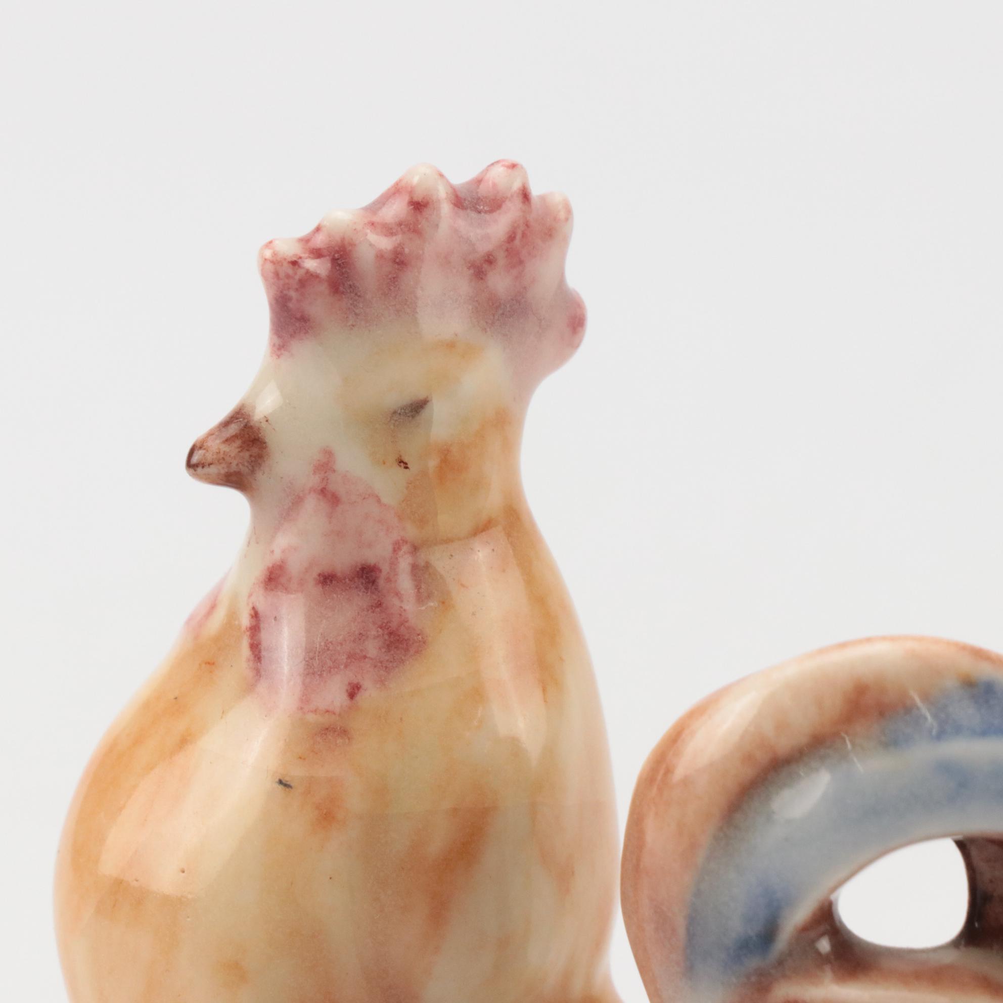 Rookwood Pottery Polychrome Rooster Paperweight, 1944