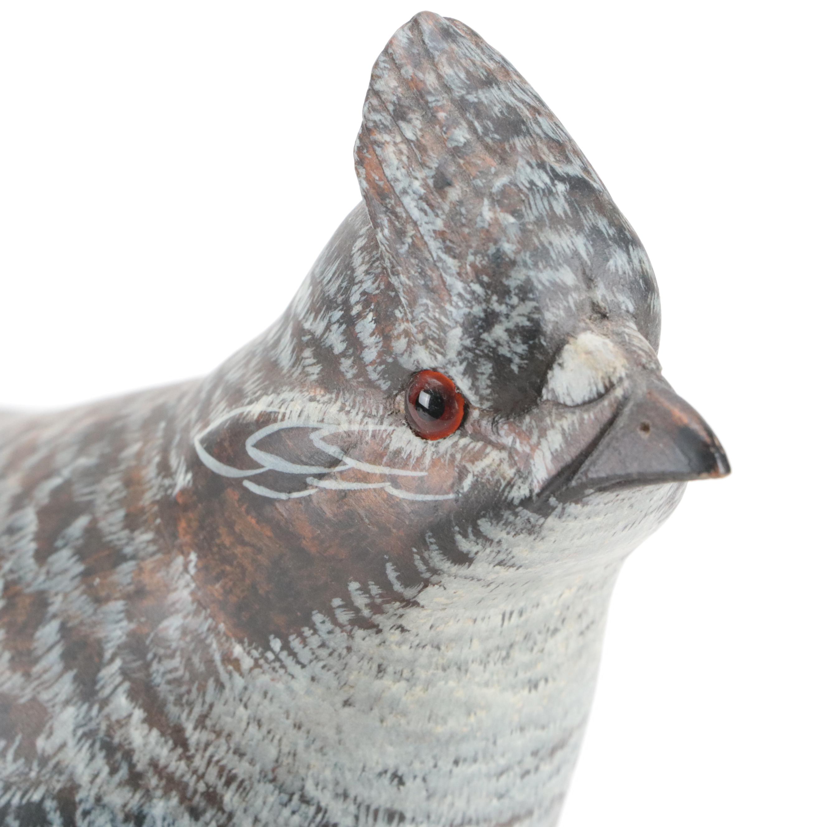 Hand-Painted and Carved Quail, Signed by Artist