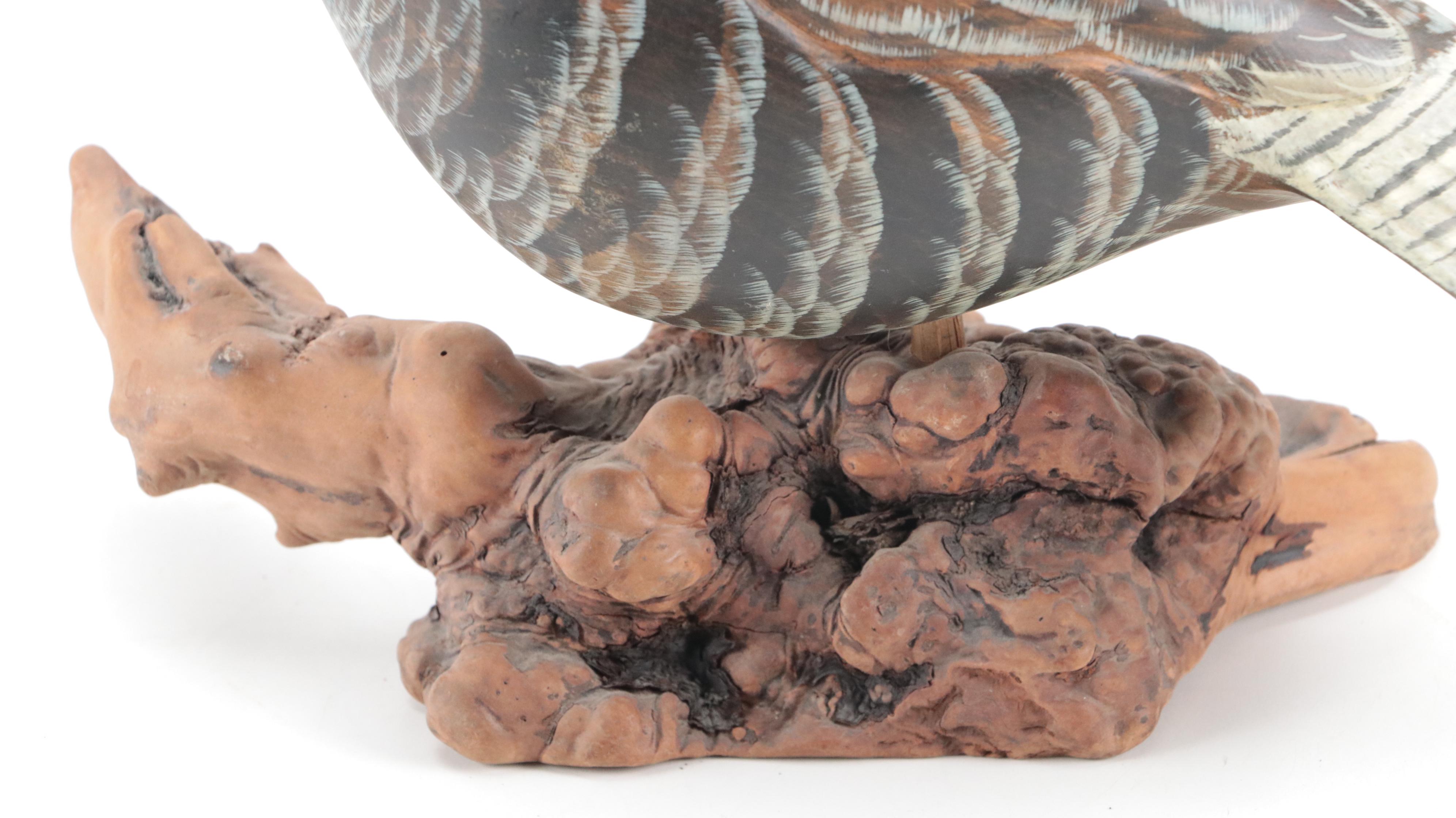 Hand-Painted and Carved Quail, Signed by Artist