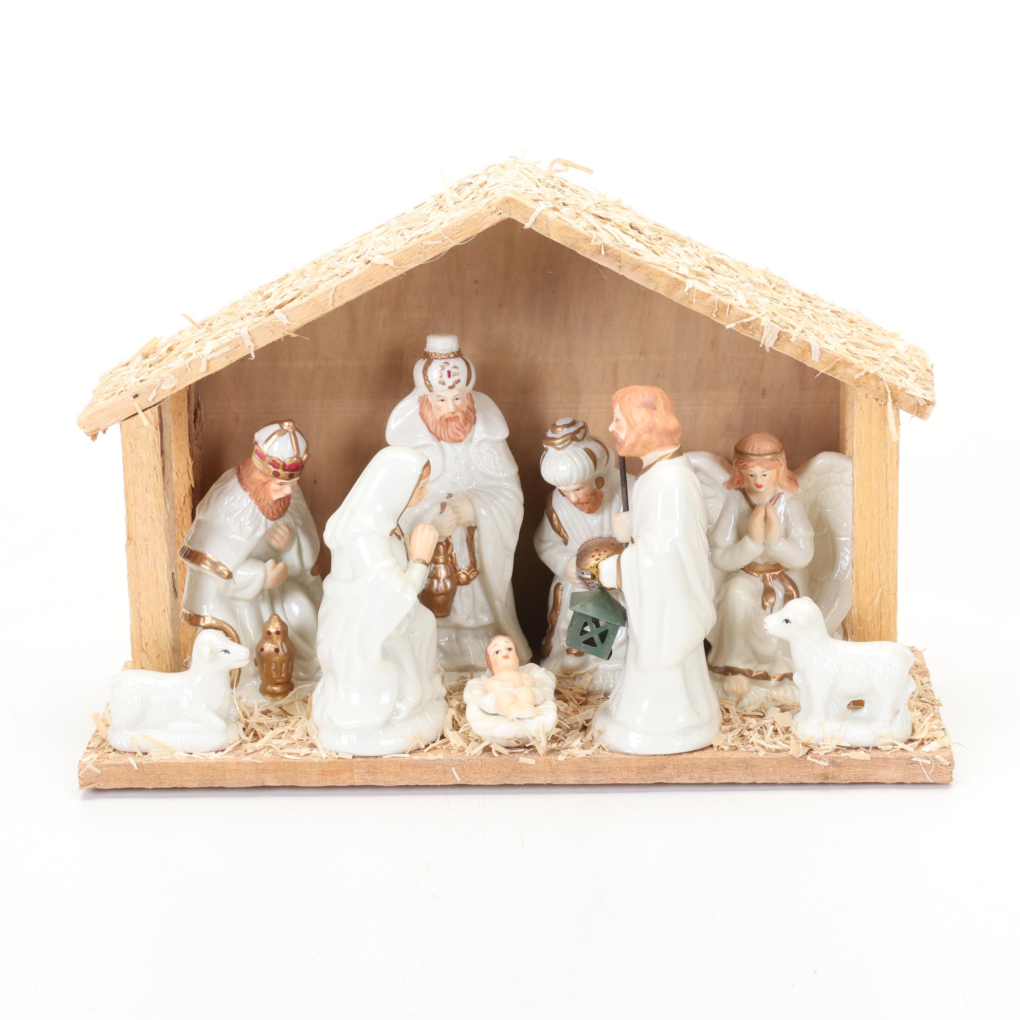 Seated Reindeer, Ceramic Nativity and Other Holiday Decor