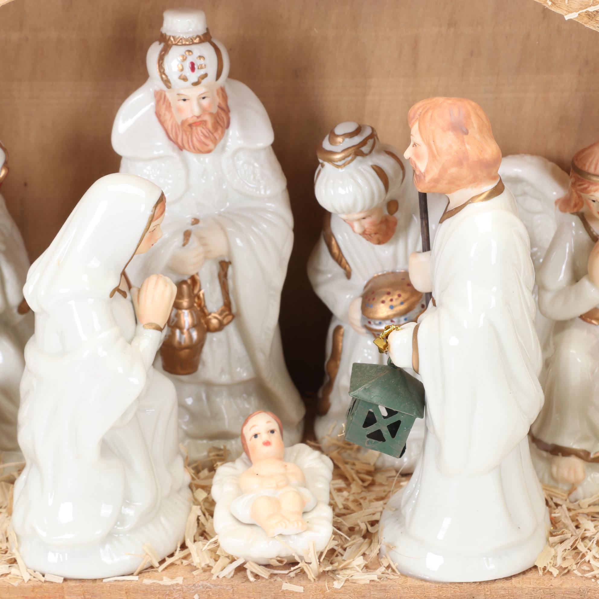 Seated Reindeer, Ceramic Nativity and Other Holiday Decor