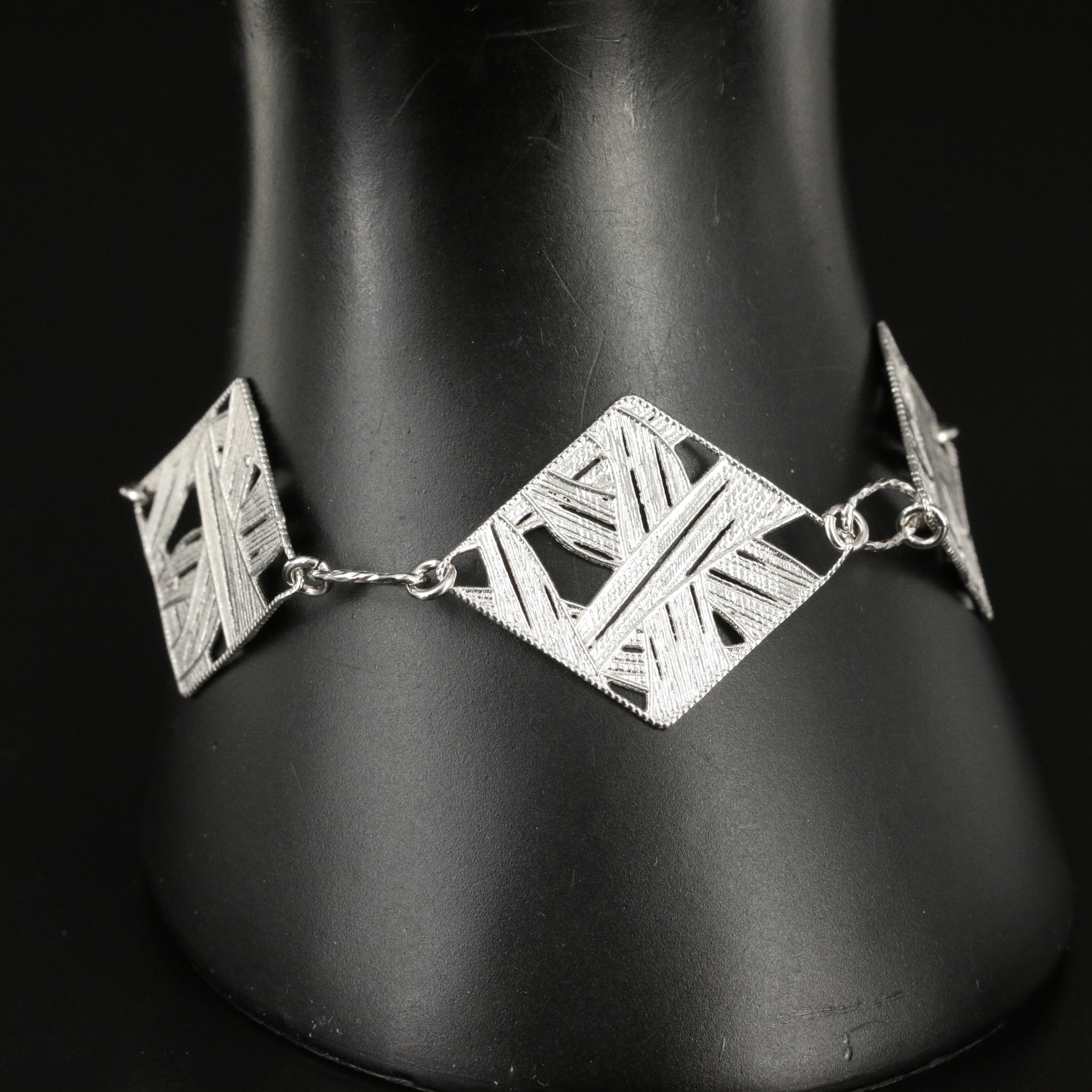 Sterling Rhombus Link Bracelet
