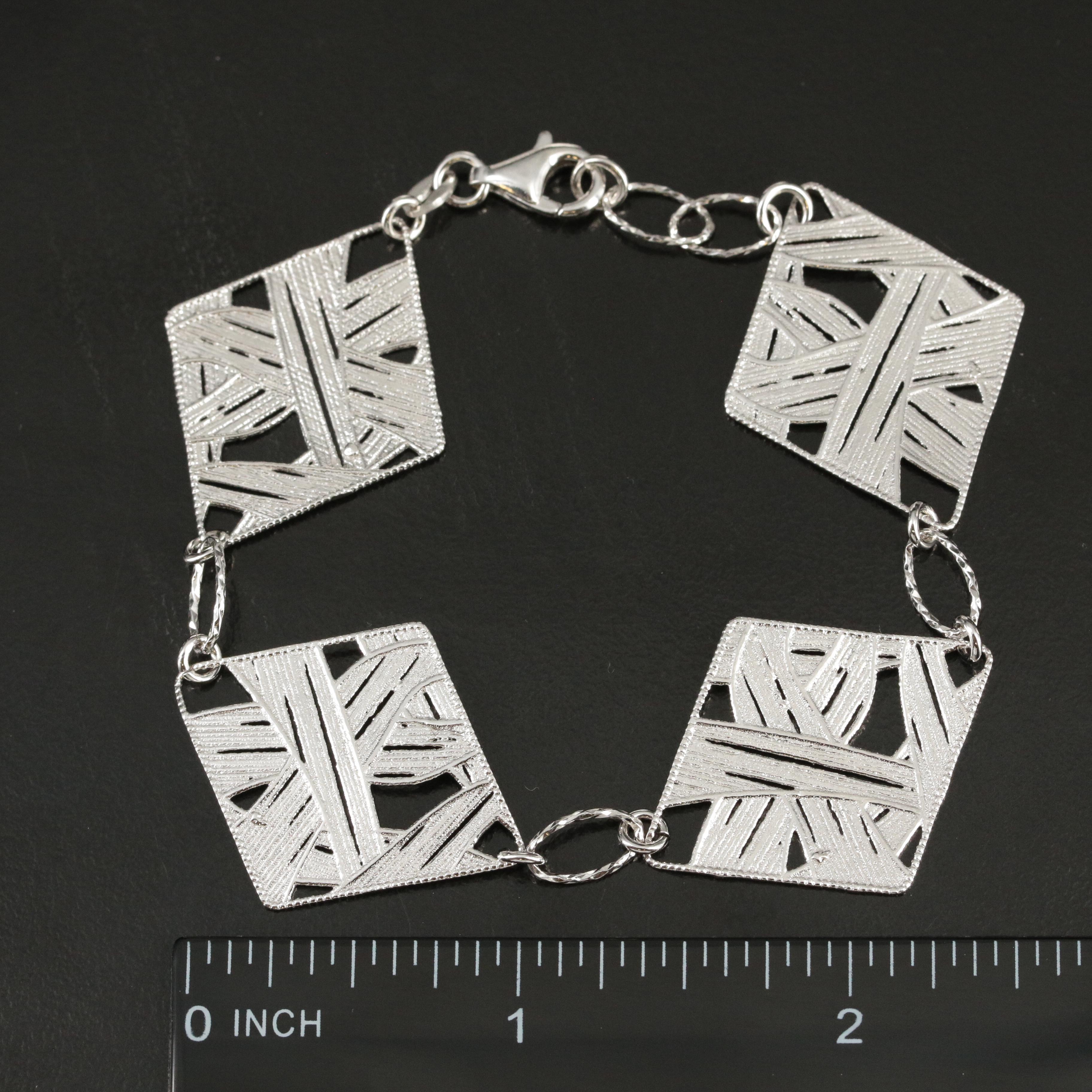 Sterling Rhombus Link Bracelet