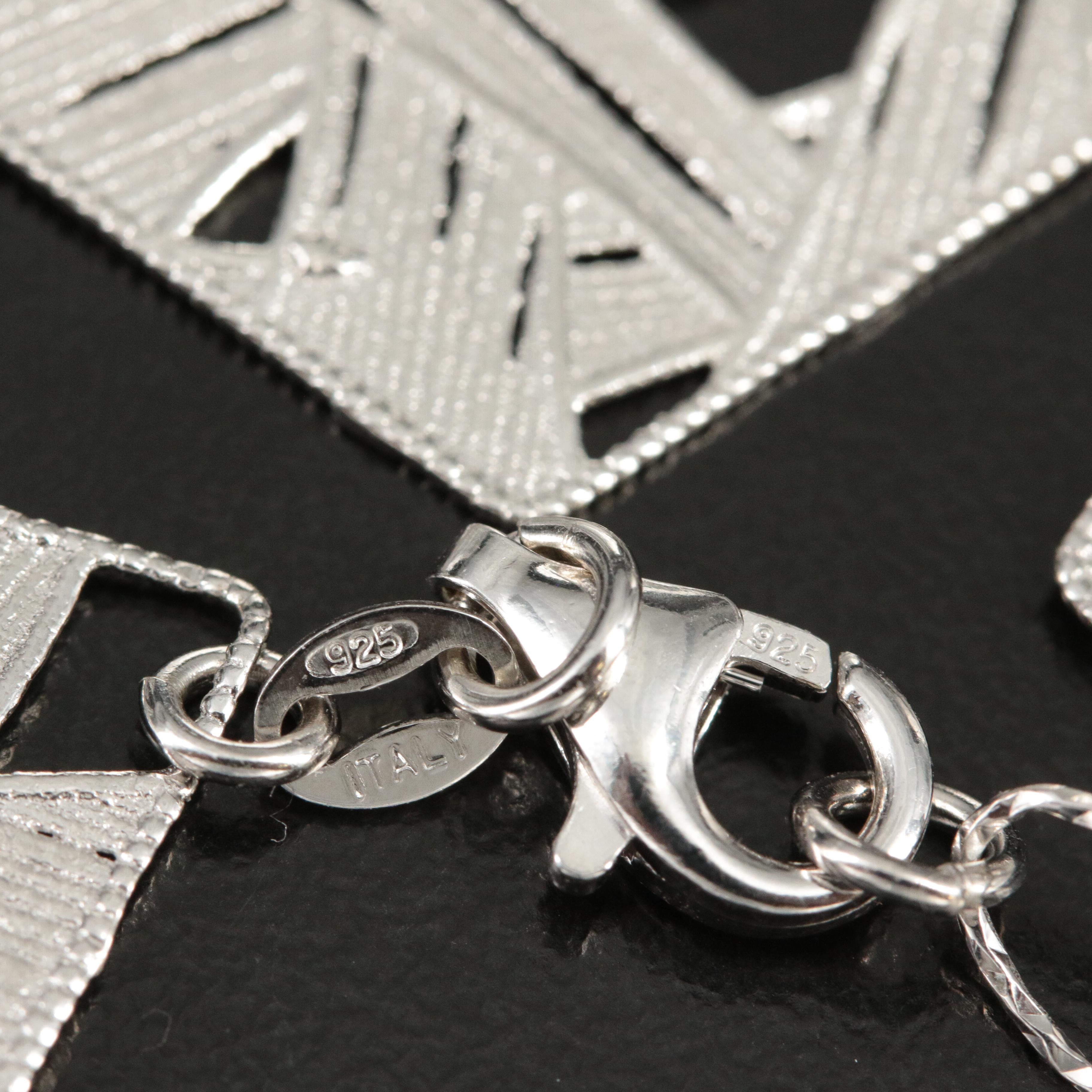 Sterling Rhombus Link Bracelet