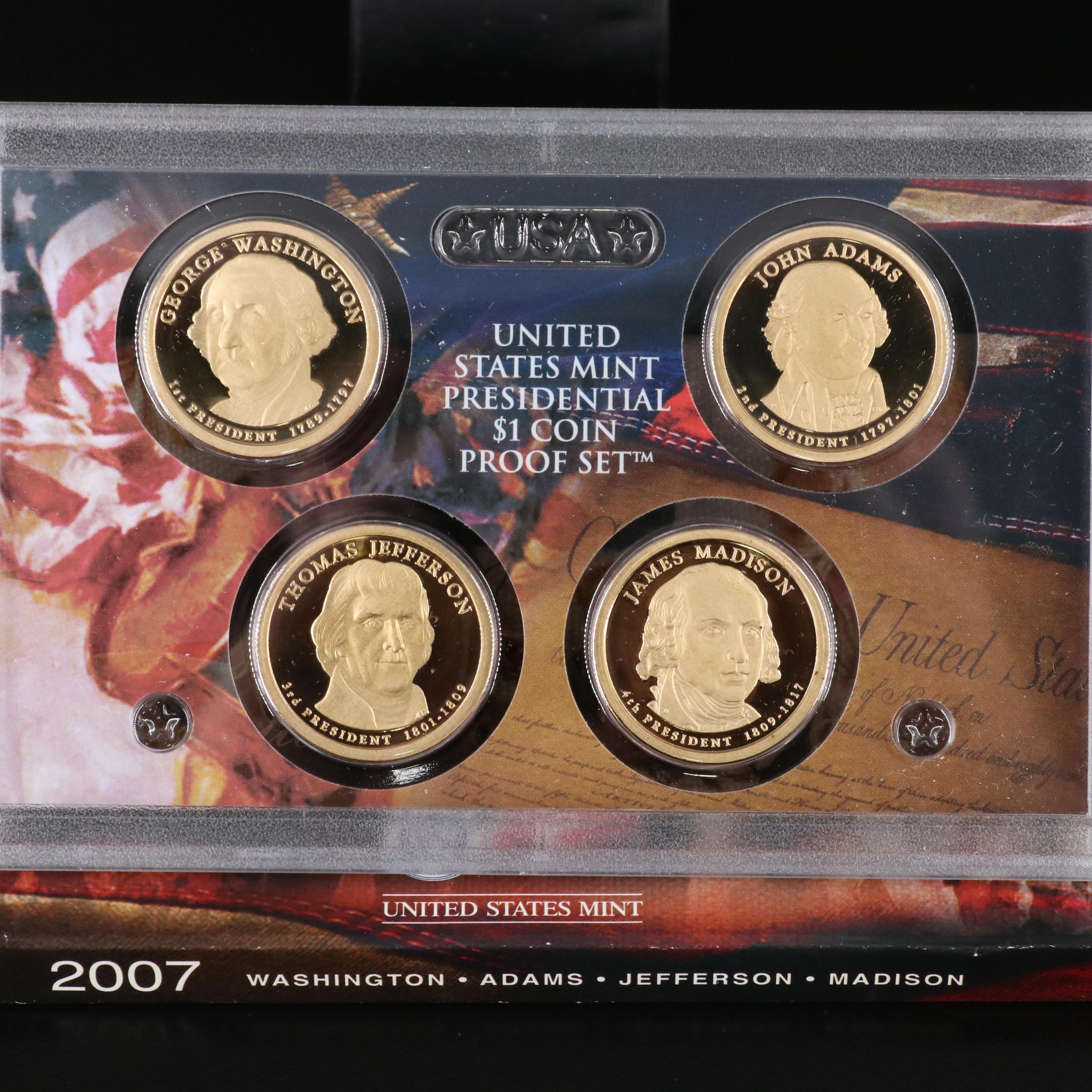 Ten U.S. Presidential Dollar Proof Sets