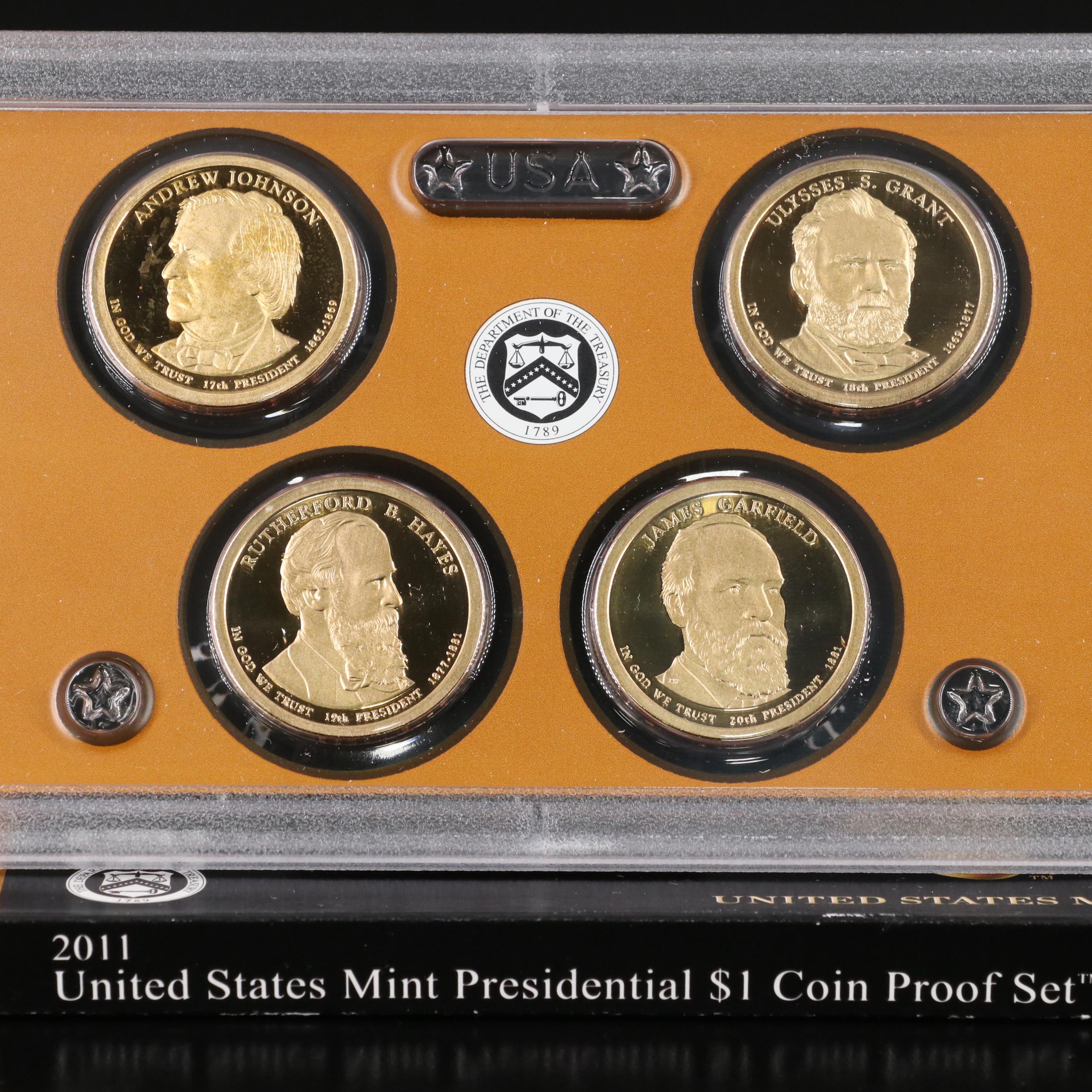 Ten U.S. Presidential Dollar Proof Sets