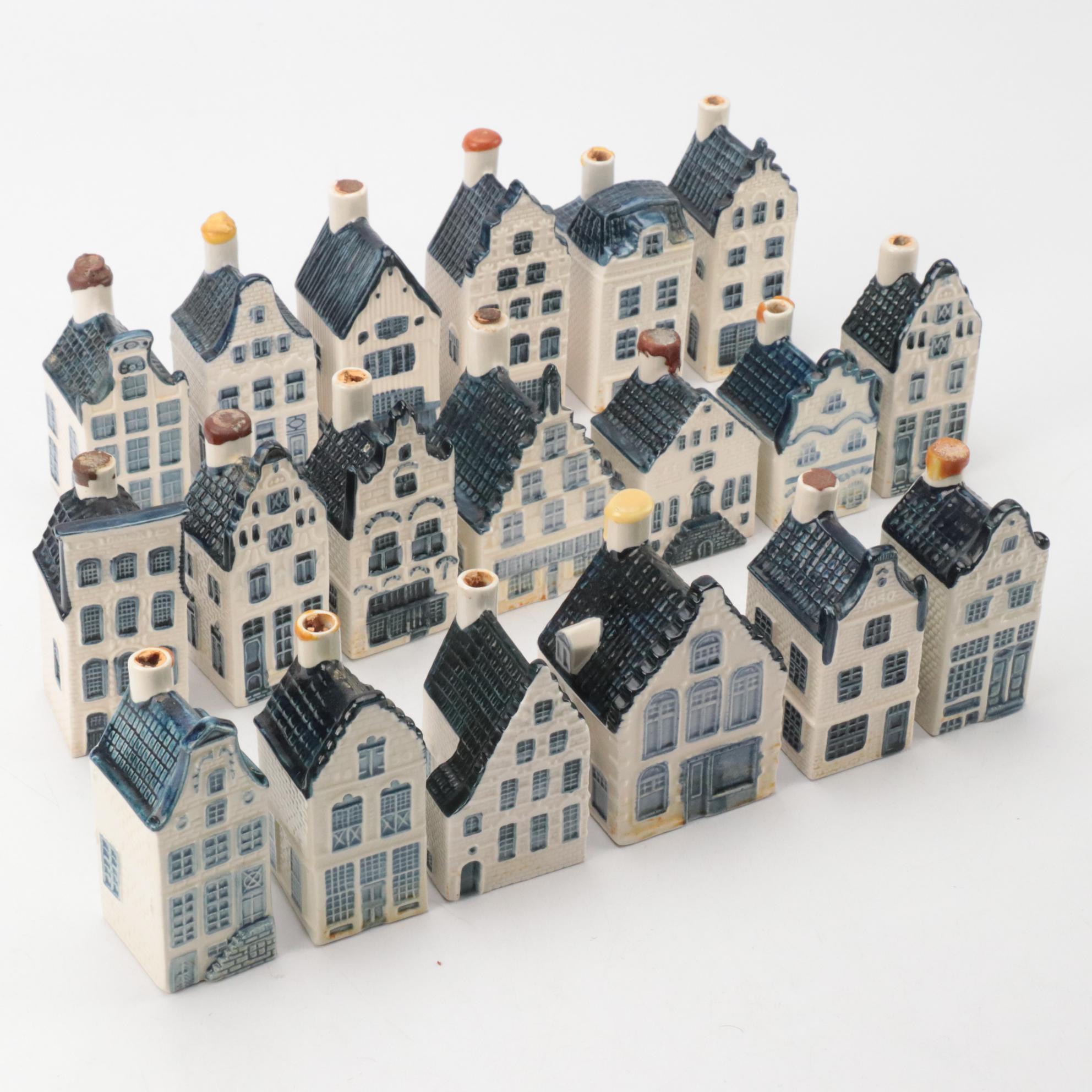 KLM Airlines Blue Delft's for Rynbende Porcelain House Decanters