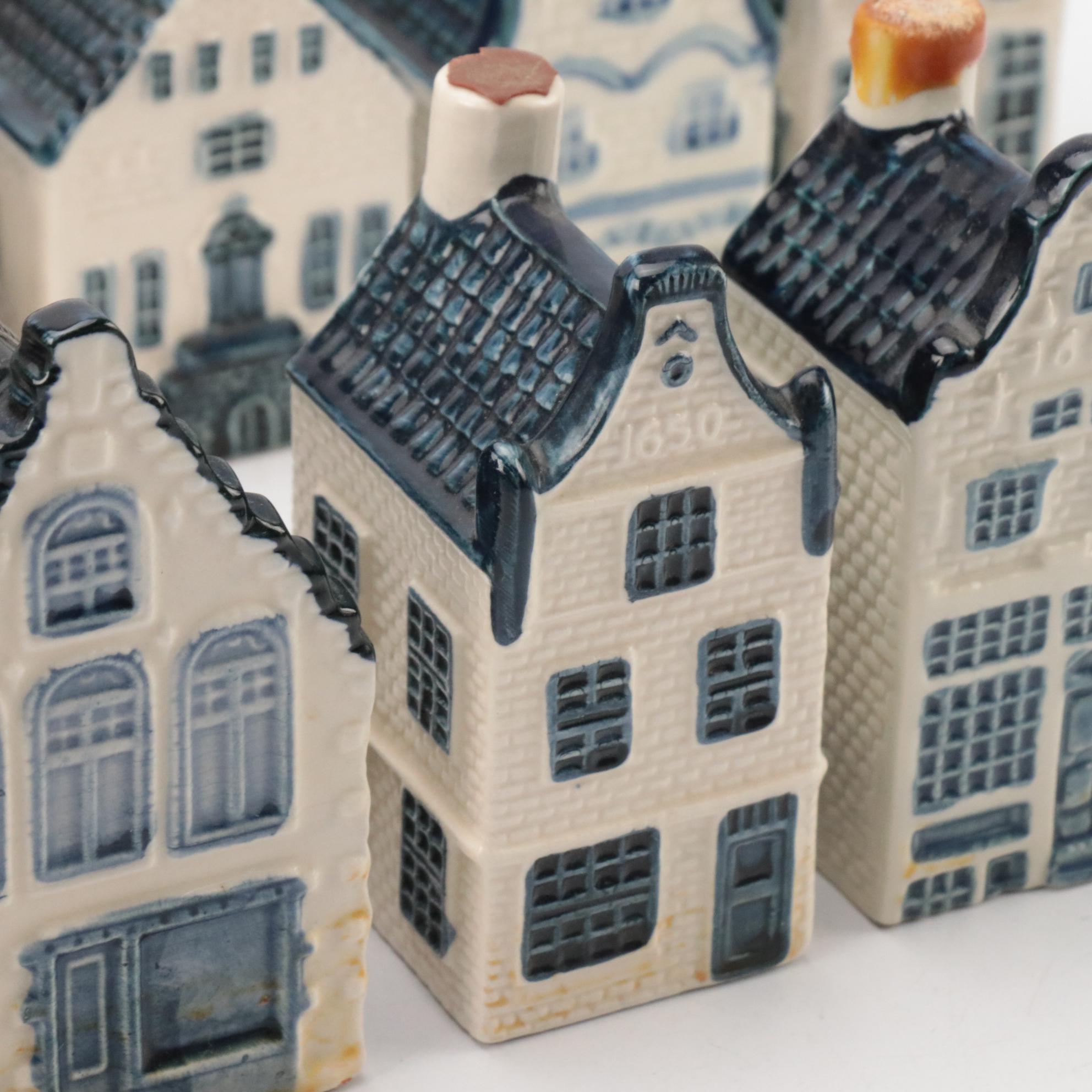 KLM Airlines Blue Delft's for Rynbende Porcelain House Decanters