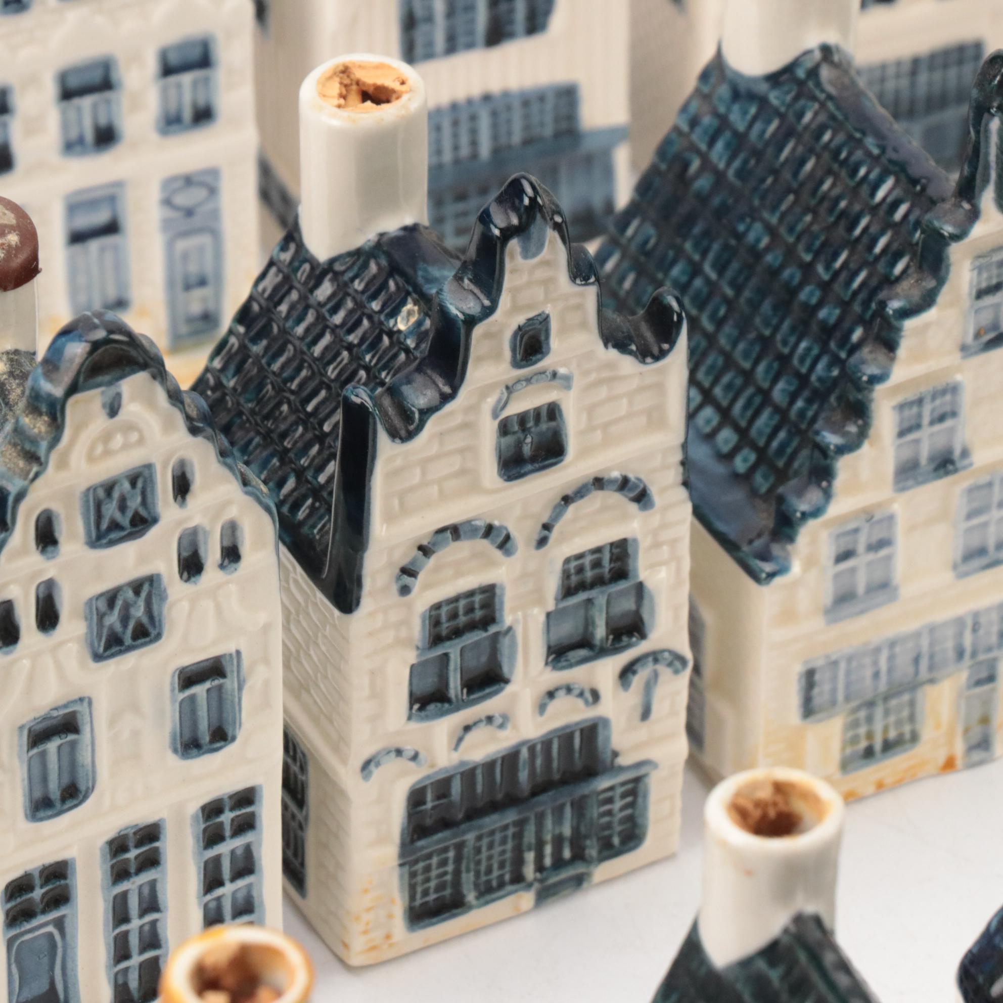 KLM Airlines Blue Delft's for Rynbende Porcelain House Decanters