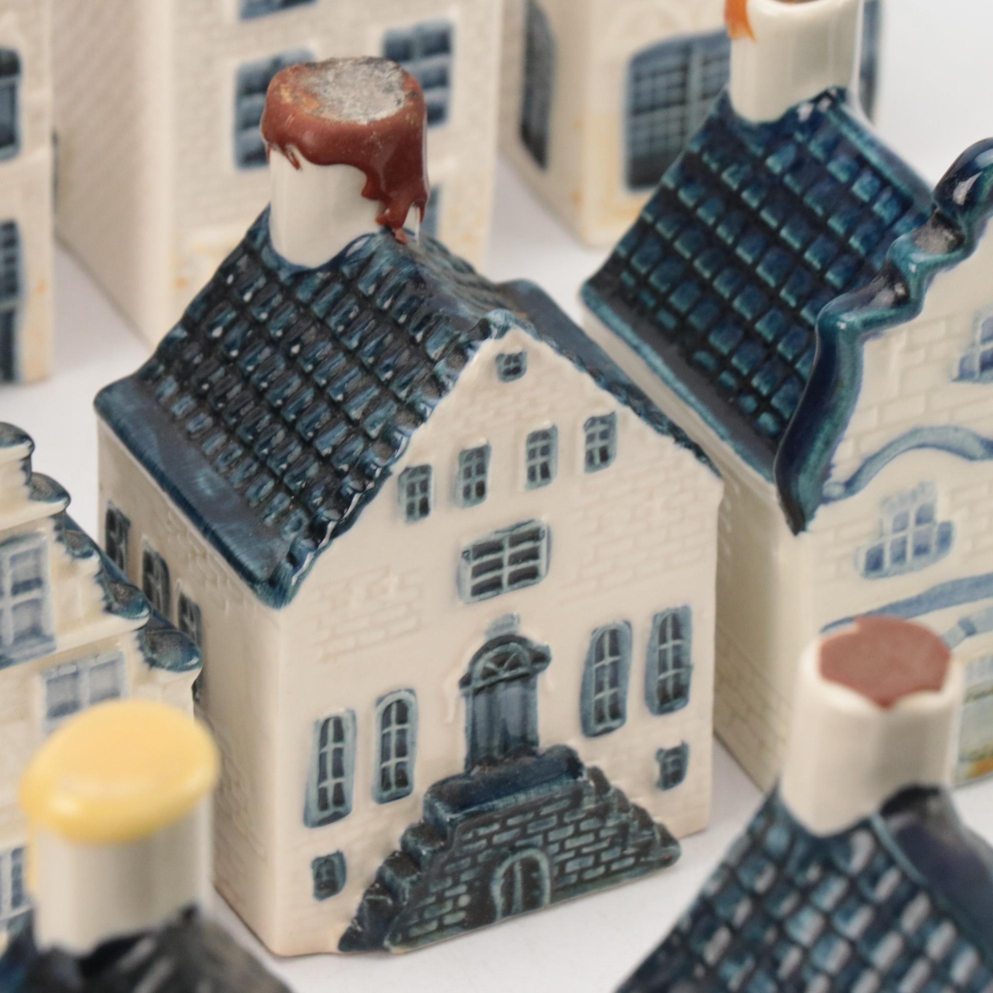 KLM Airlines Blue Delft's for Rynbende Porcelain House Decanters