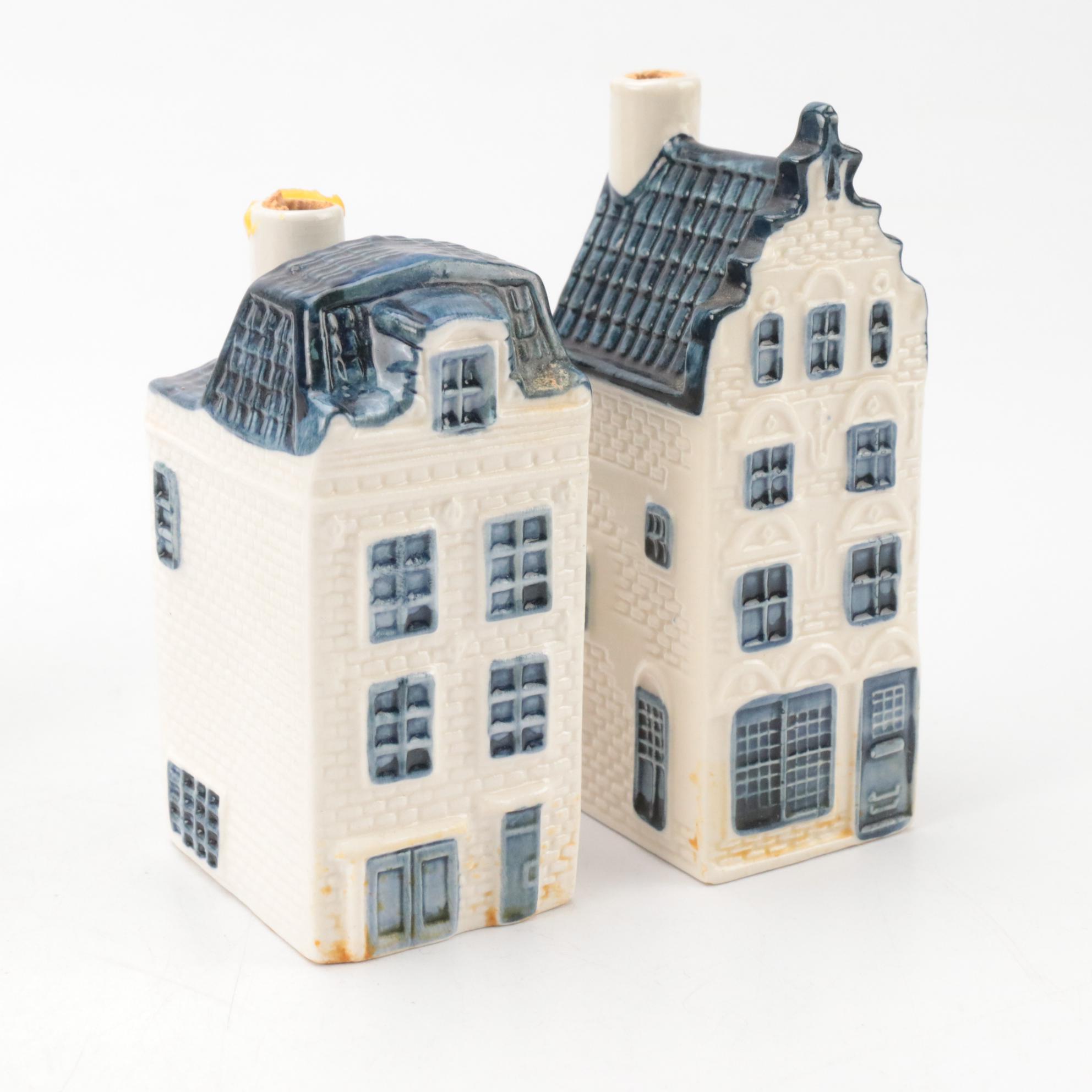 KLM Airlines Blue Delft's for Rynbende Porcelain House Decanters