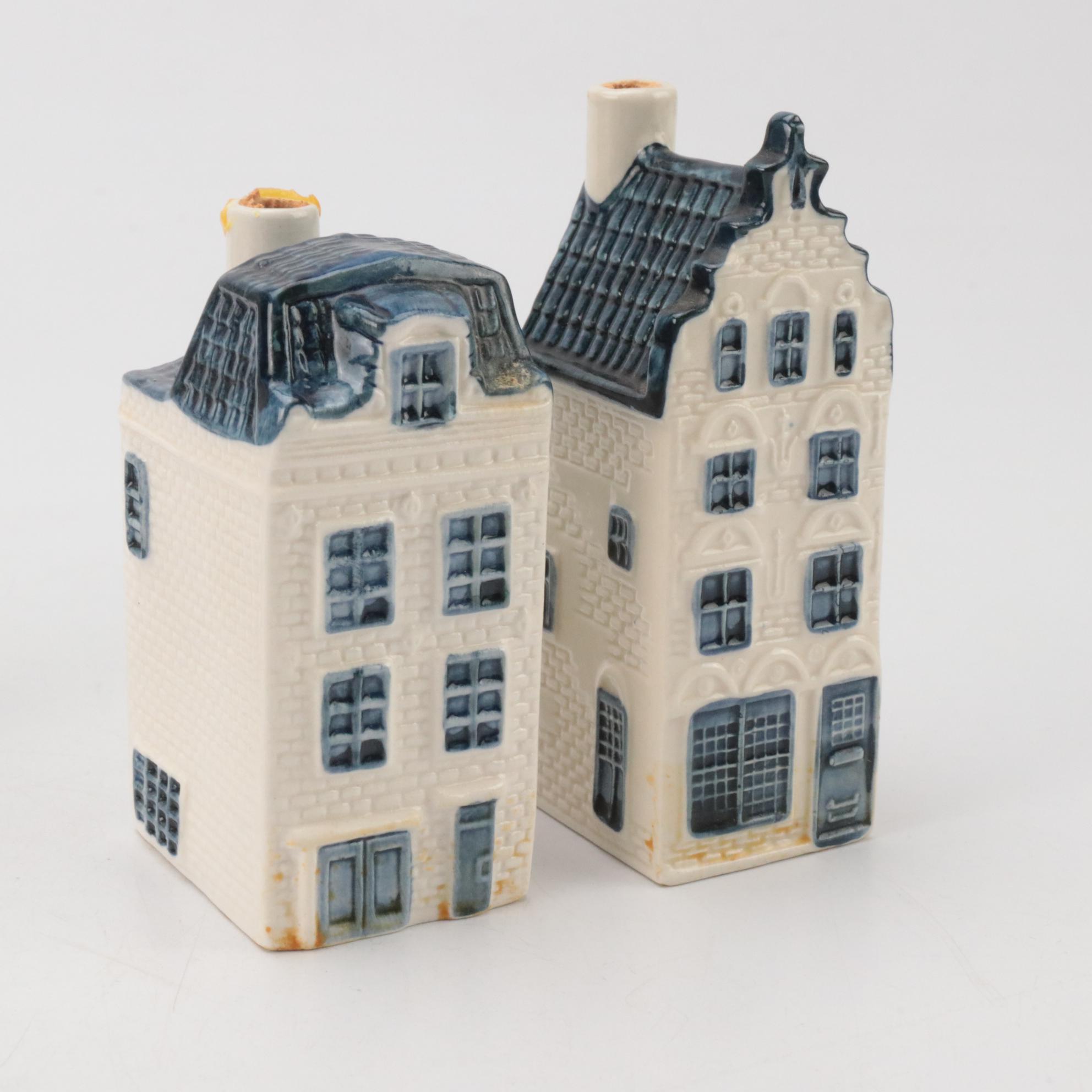 KLM Airlines Blue Delft's for Rynbende Porcelain House Decanters