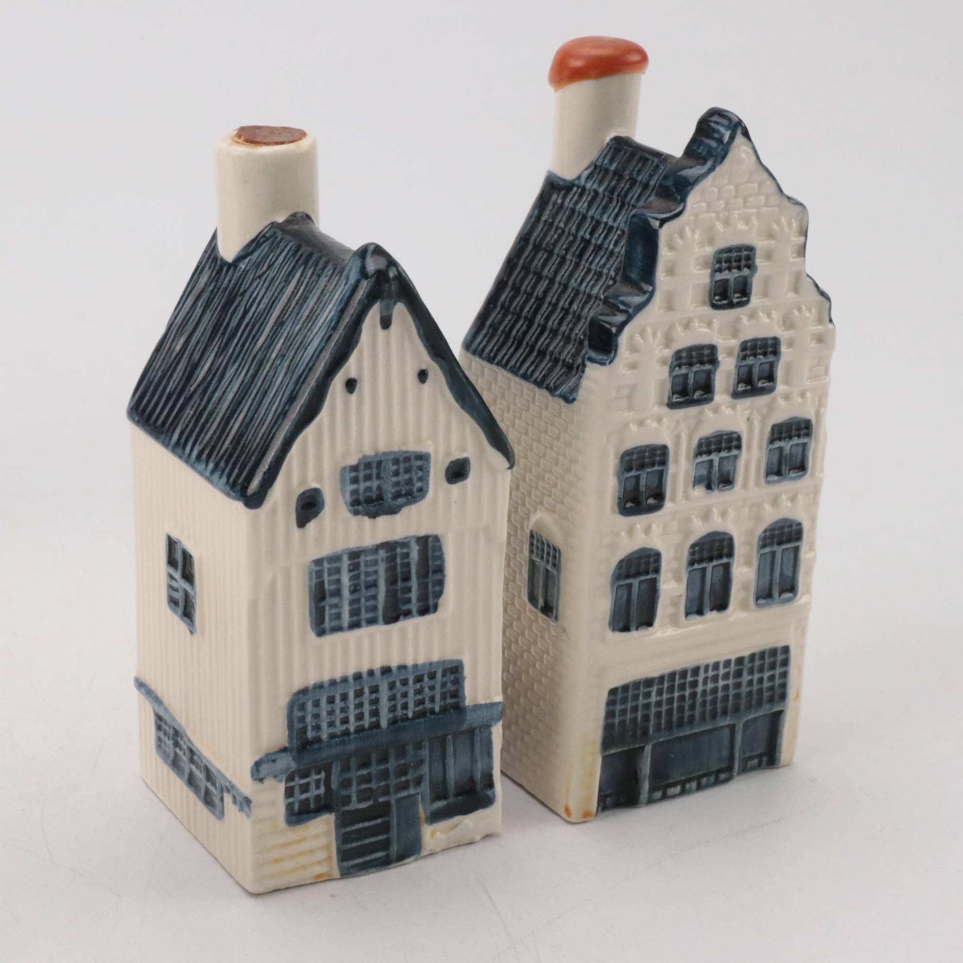 KLM Airlines Blue Delft's for Rynbende Porcelain House Decanters